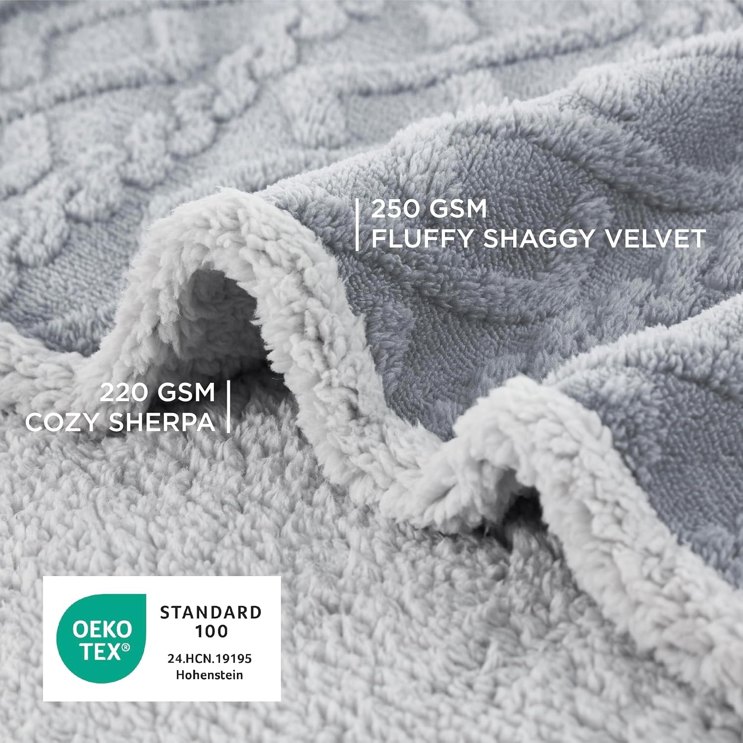 image:imageBedsure Waterproof Dog Blankets for Bed Pet Blanket for Bed Couch Protector Washable Jacquard Coral Fleece Cat Throw Blanket Soft Plush Reversible Furniture Protection Queen 86x90 Pale OakGrey