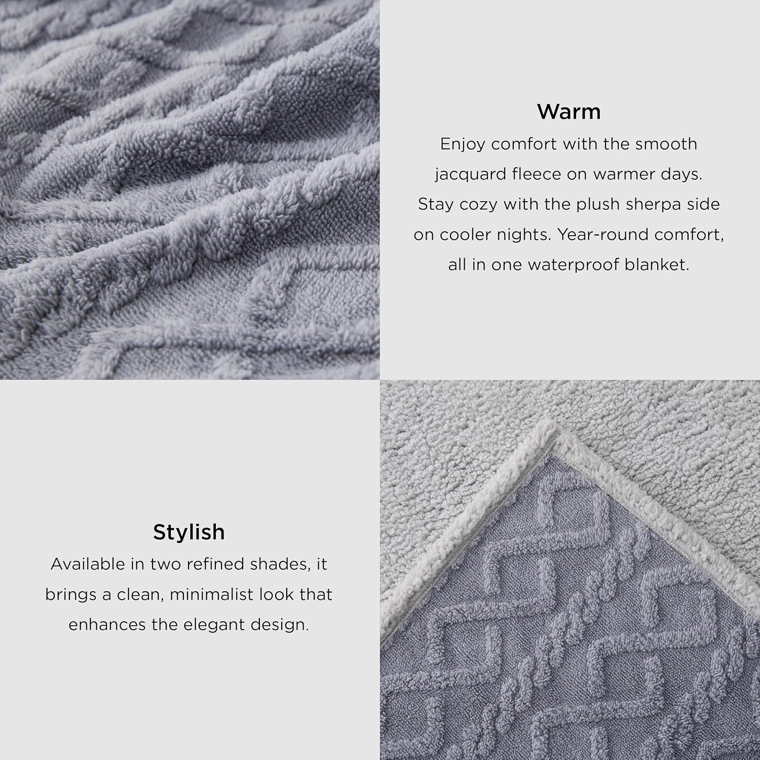 image:imageBedsure Waterproof Dog Blankets for Bed Pet Blanket for Bed Couch Protector Washable Jacquard Coral Fleece Cat Throw Blanket Soft Plush Reversible Furniture Protection Queen 86x90 Pale OakGrey
