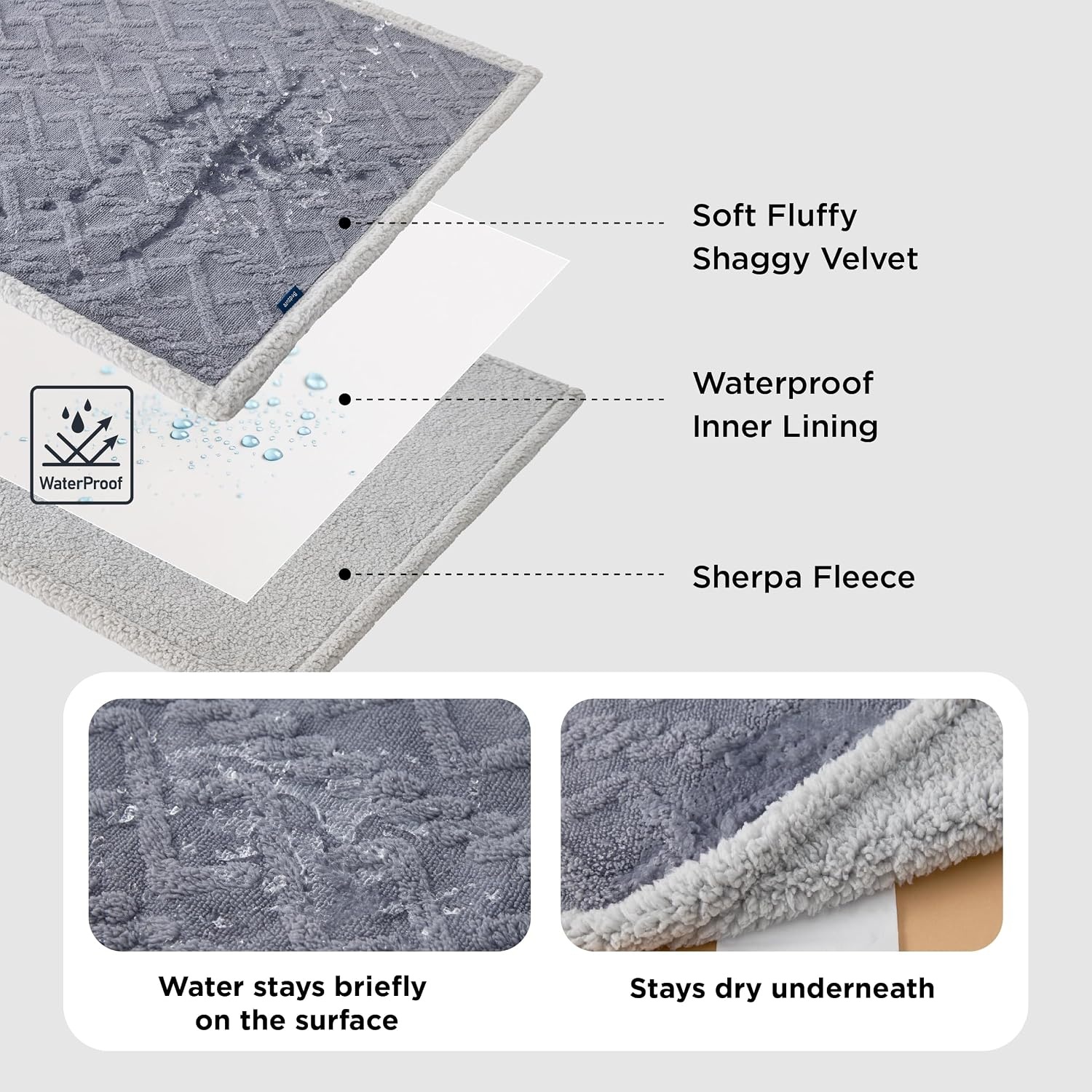 image:imageBedsure Waterproof Dog Blankets for Bed Pet Blanket for Bed Couch Protector Washable Jacquard Coral Fleece Cat Throw Blanket Soft Plush Reversible Furniture Protection Queen 86x90 Pale OakGrey