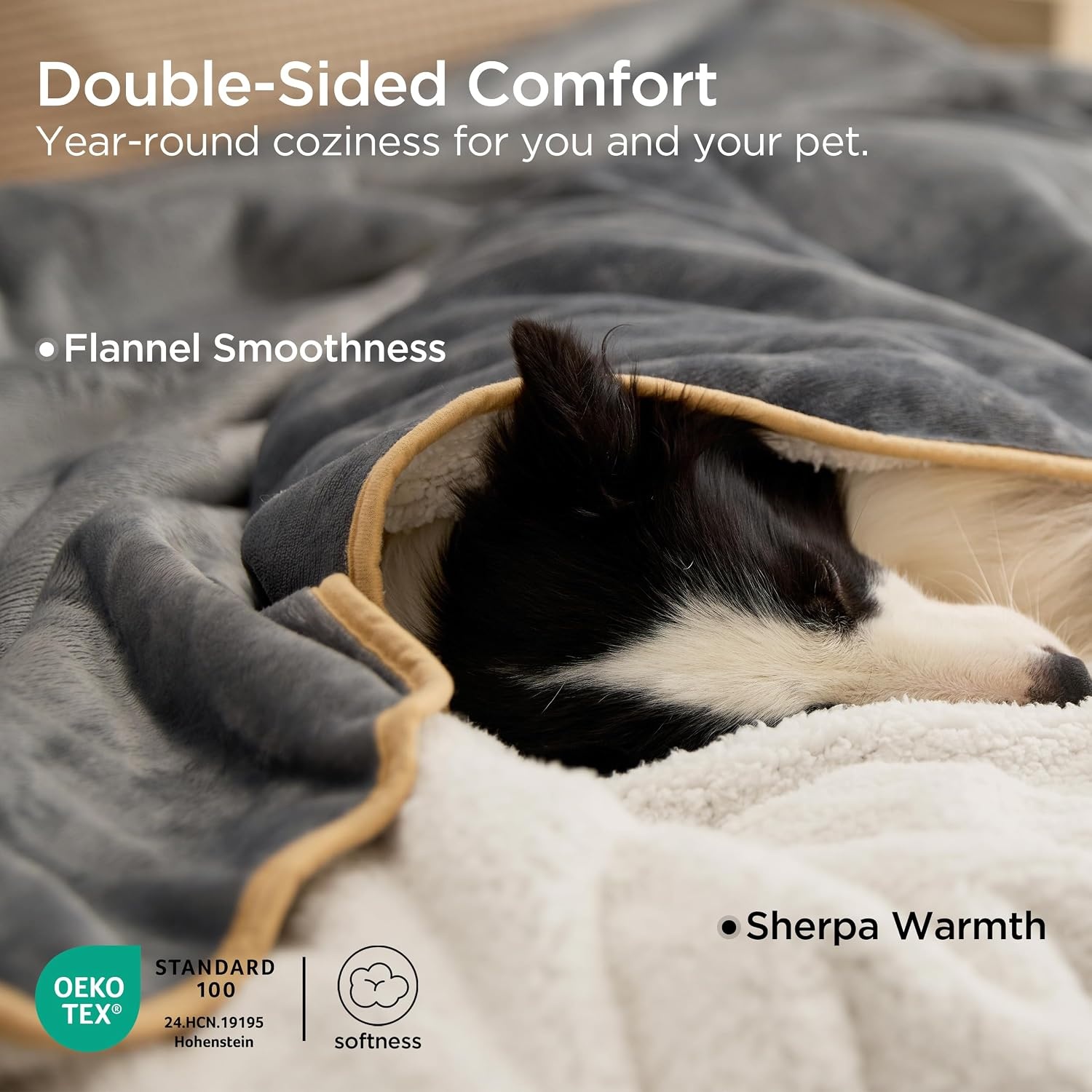 image:imageBedsure Waterproof Dog Blankets for Large Dogs Sherpa Fleece Throw 40X50 Washable Soft Plush Pet Cat Blanket for Couch Cover Reversible Cozy Calming Furniture Protector Warm for Senior DogsGreyGrey