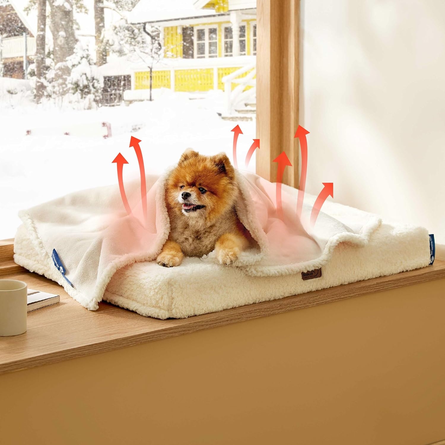 image:imageBedsure Waterproof Dog Blankets for Large Dogs Sherpa Fleece Throw 40X50 Washable Soft Plush Pet Cat Blanket for Couch Cover Reversible Cozy Calming Furniture Protector Warm for Senior DogsGreyAntique Whiteself Warming