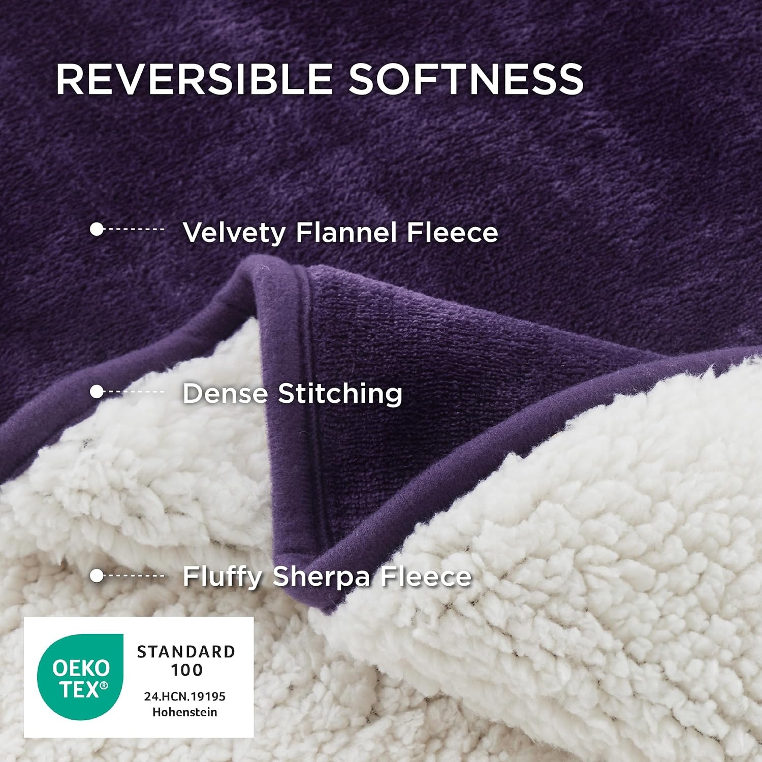 image:imageBedsure Waterproof Dog Blankets for Large Dogs Sherpa Fleece Throw 40X50 Washable Soft Plush Pet Cat Blanket for Couch Cover Reversible Cozy Calming Furniture Protector Warm for Senior DogsGreyEggplant