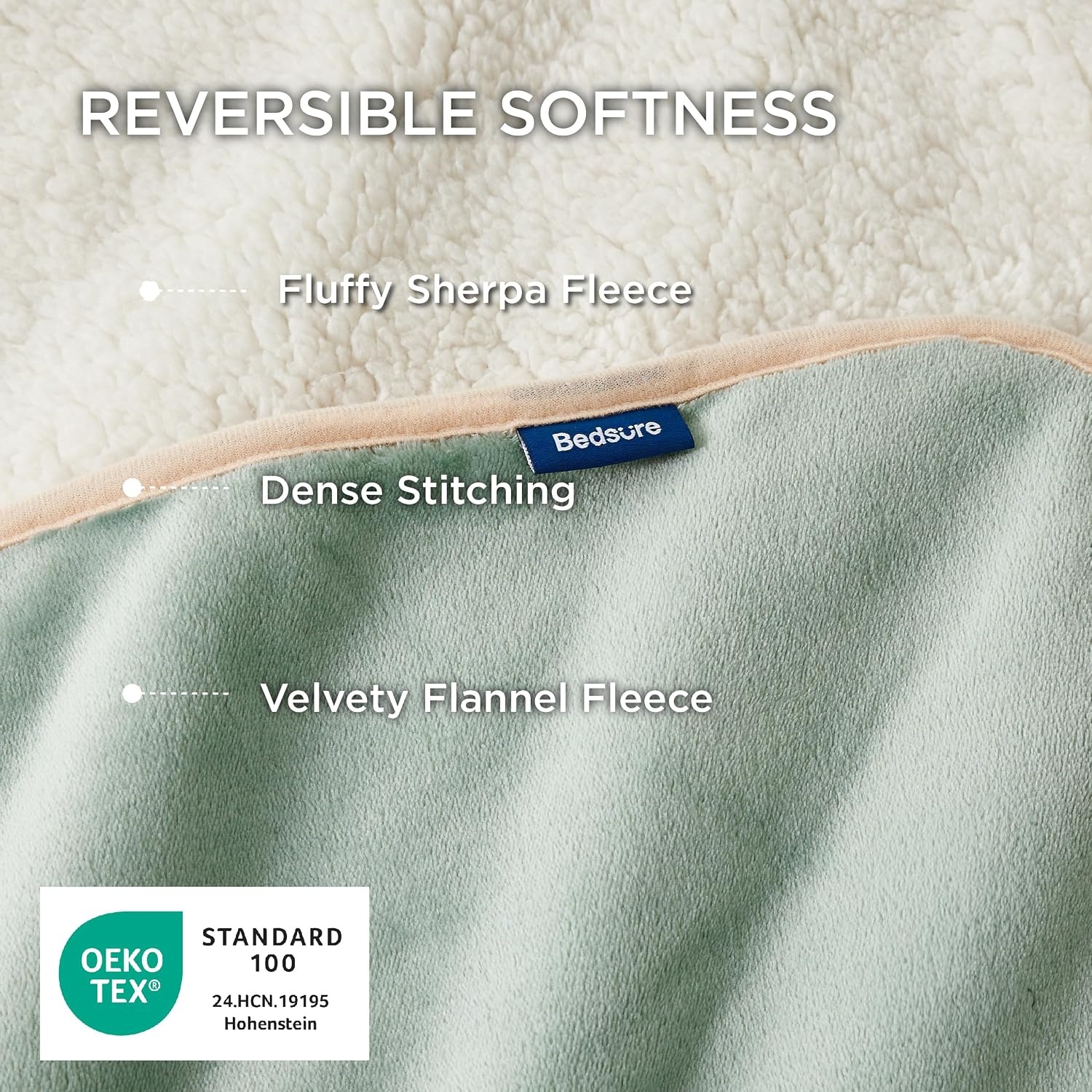 image:imageBedsure Waterproof Dog Blankets for Large Dogs Sherpa Fleece Throw 40X50 Washable Soft Plush Pet Cat Blanket for Couch Cover Reversible Cozy Calming Furniture Protector Warm for Senior DogsGreyLight Green