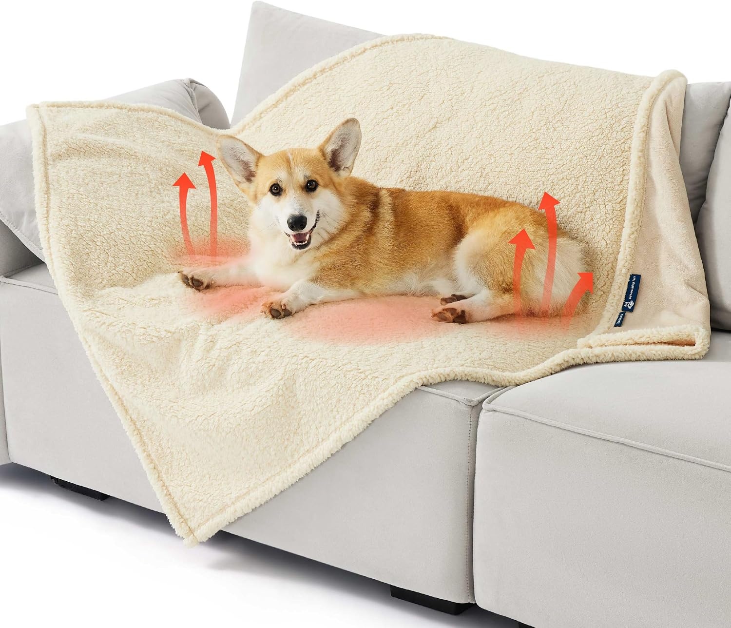 image:imageBedsure Waterproof Dog Blankets for Large Dogs Sherpa Fleece Throw 40X50 Washable Soft Plush Pet Cat Blanket for Couch Cover Reversible Cozy Calming Furniture Protector Warm for Senior DogsGreyAntique Whiteself Warming