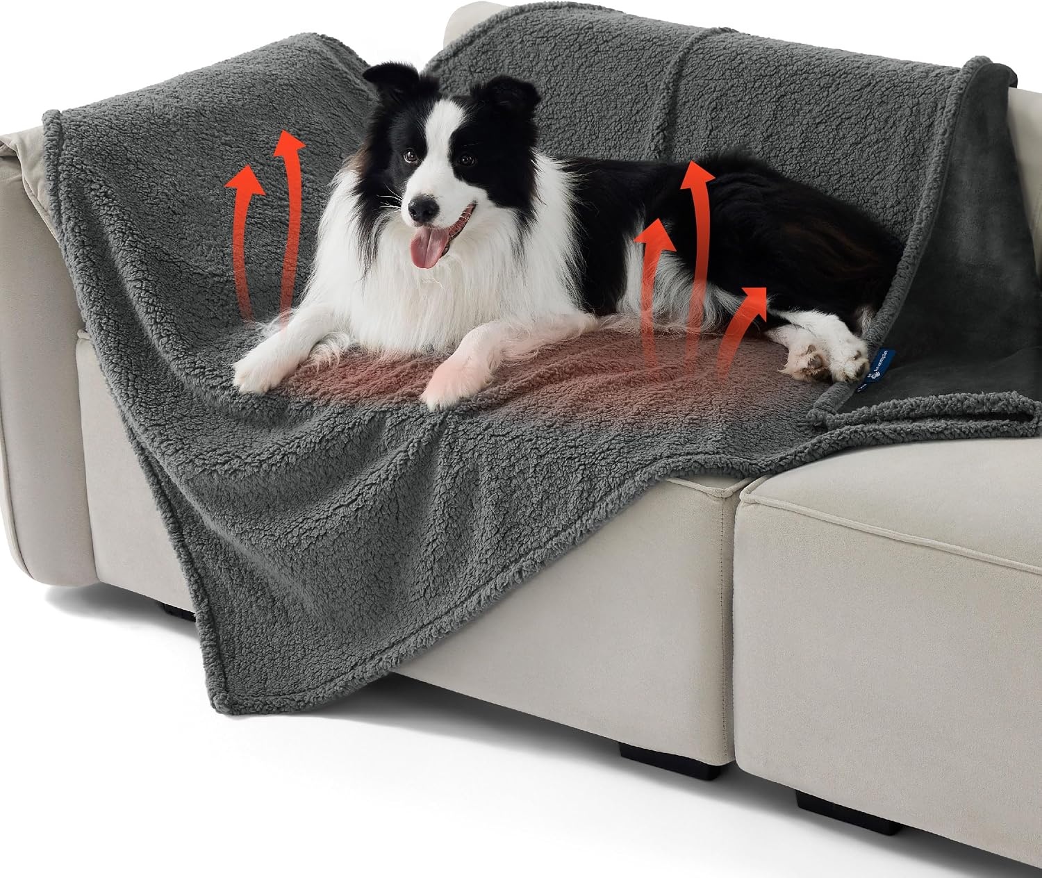 image:imageBedsure Waterproof Dog Blankets for Large Dogs Sherpa Fleece Throw 40X50 Washable Soft Plush Pet Cat Blanket for Couch Cover Reversible Cozy Calming Furniture Protector Warm for Senior DogsGreyAnthracite Greyself Warming