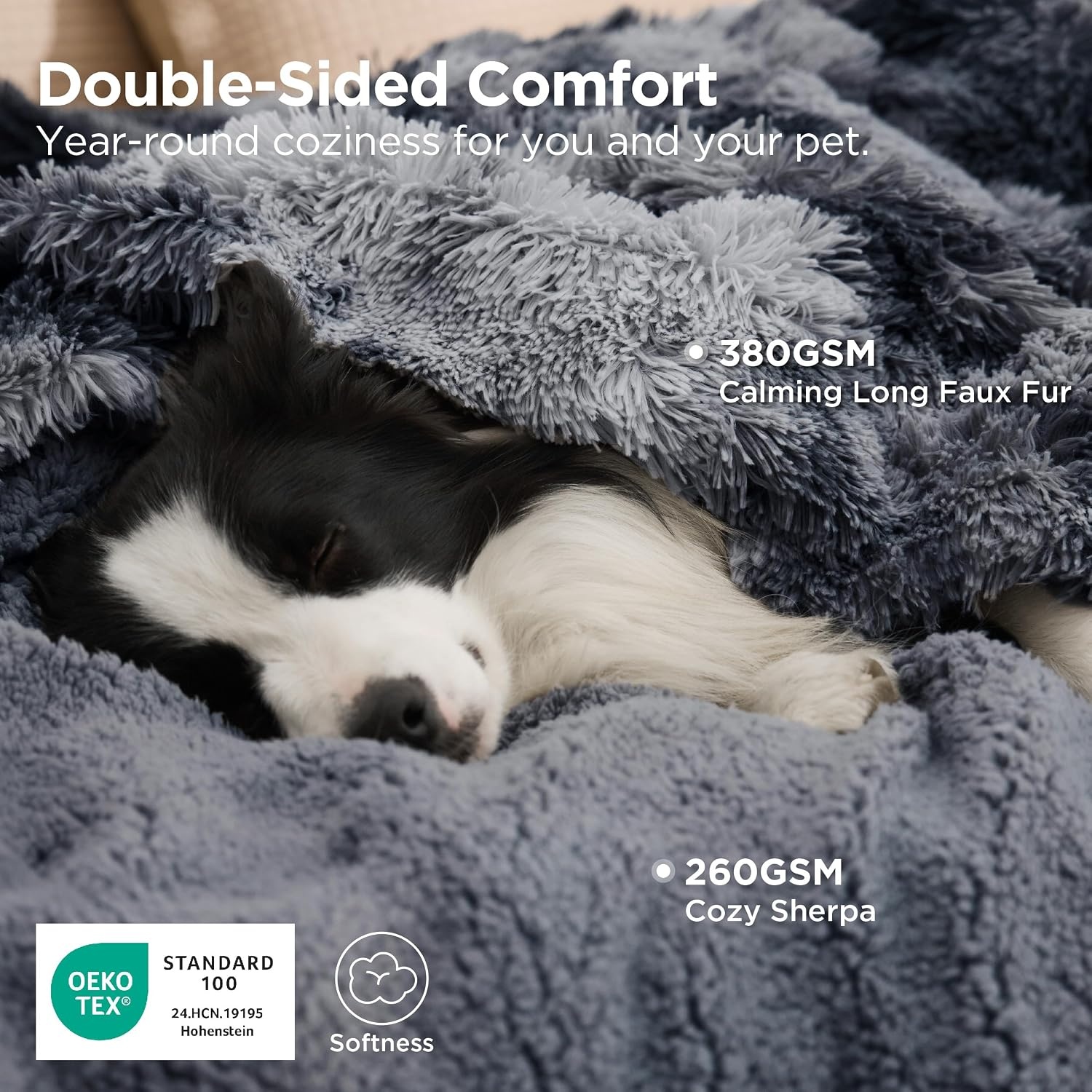 image:imageBedsure Waterproof Dog Blankets for Medium Dogs Fluffy Faux Fur 40x50 Plush Fuzzy Reversible Pet Blankets for Couch and Dog BedSoft Calming Throw Cat Blanket Washable Dog Gift GreyTiedye Grey