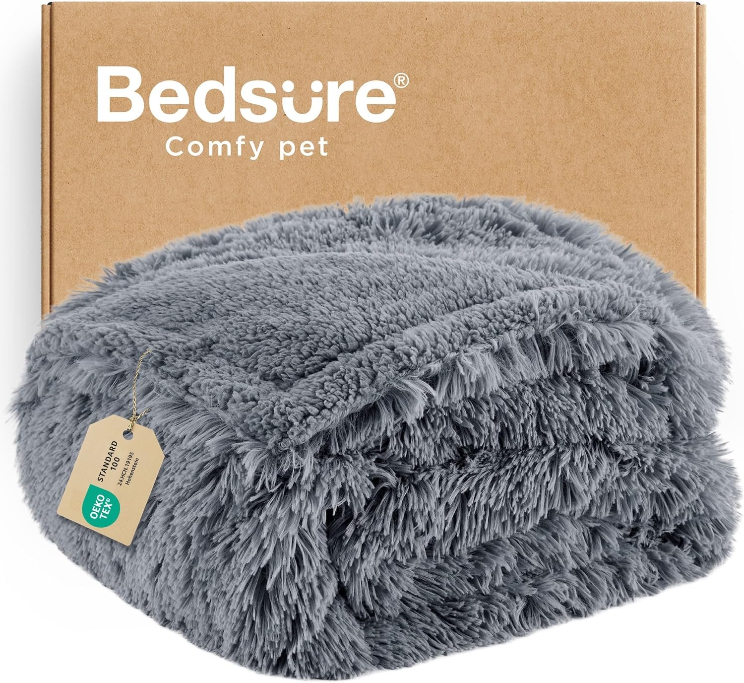 image:imageBedsure Waterproof Dog Blankets for Medium Dogs Fluffy Faux Fur 40x50 Plush Fuzzy Reversible Pet Blankets for Couch and Dog BedSoft Calming Throw Cat Blanket Washable Dog Gift GreyGrey