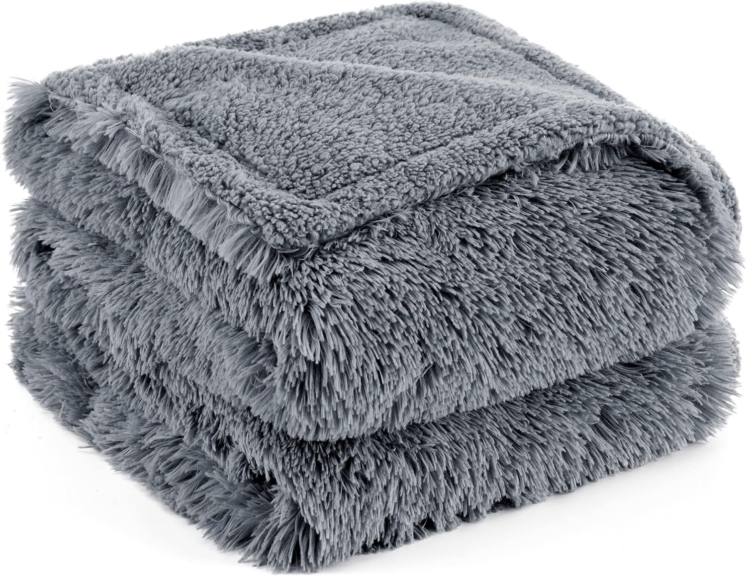 image:imageBedsure Waterproof Dog Blankets for Medium Dogs Fluffy Faux Fur 40x50 Plush Fuzzy Reversible Pet Blankets for Couch and Dog BedSoft Calming Throw Cat Blanket Washable Dog Gift GreyGrey