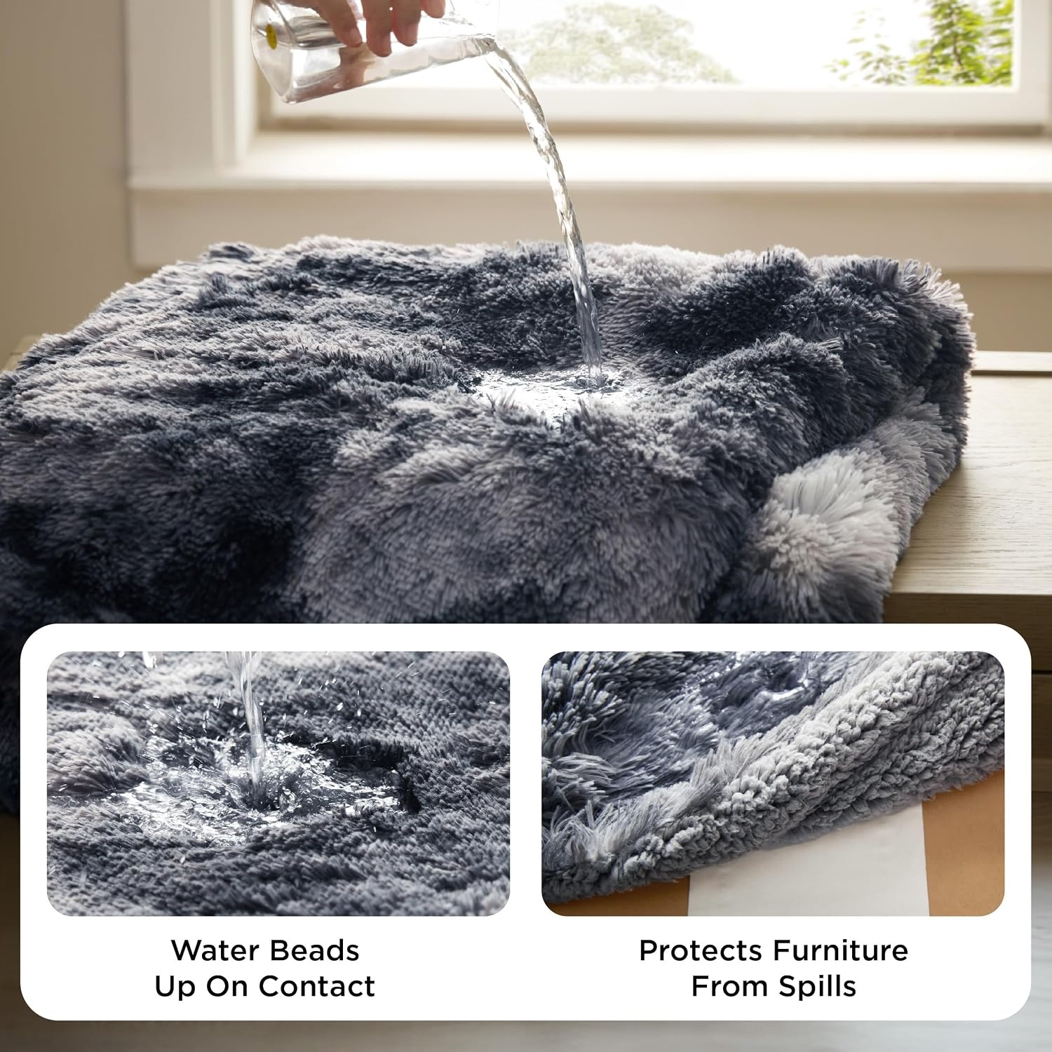 image:imageBedsure Waterproof Dog Blankets for Medium Dogs Fluffy Faux Fur 40x50 Plush Fuzzy Reversible Pet Blankets for Couch and Dog BedSoft Calming Throw Cat Blanket Washable Dog Gift GreyTiedye Grey