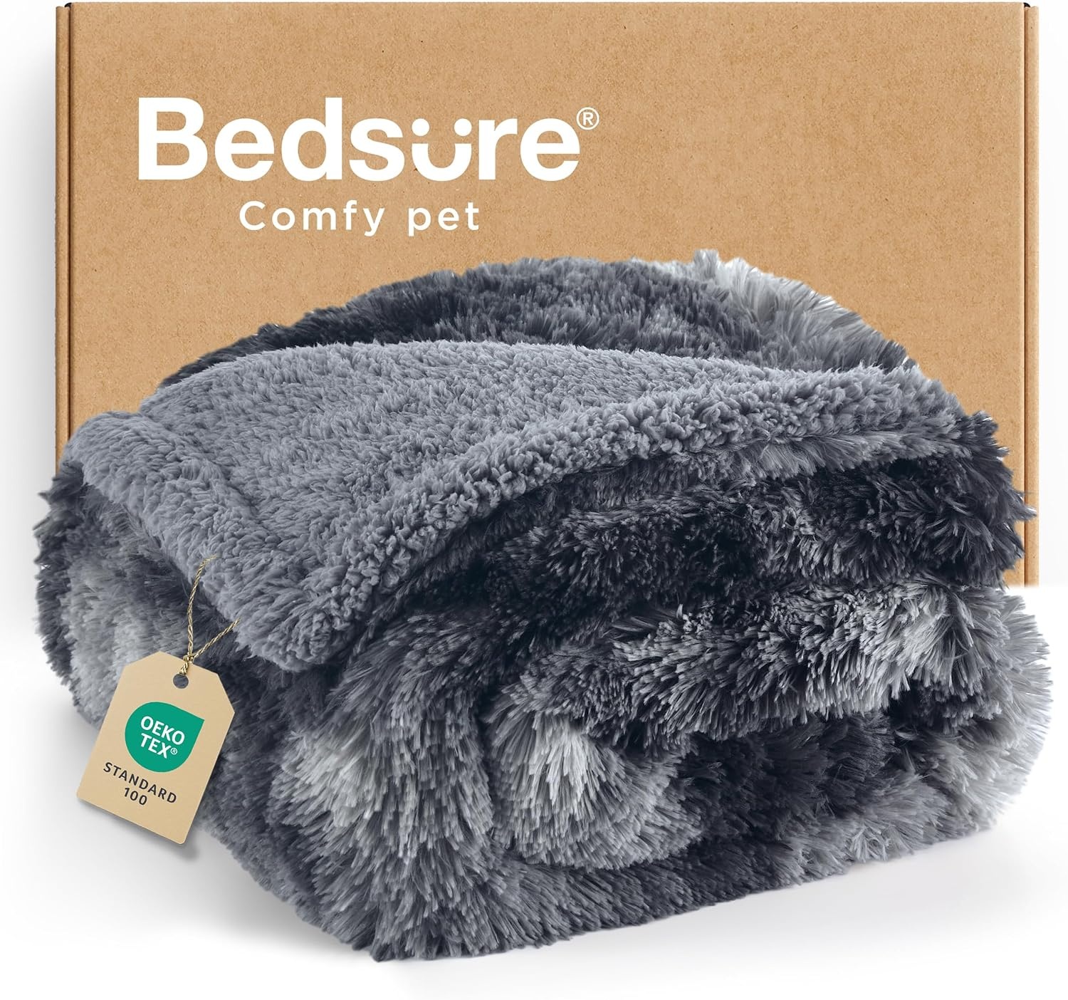 image:imageBedsure Waterproof Dog Blankets for Medium Dogs Fluffy Faux Fur 40x50 Plush Fuzzy Reversible Pet Blankets for Couch and Dog BedSoft Calming Throw Cat Blanket Washable Dog Gift GreyTiedye Grey