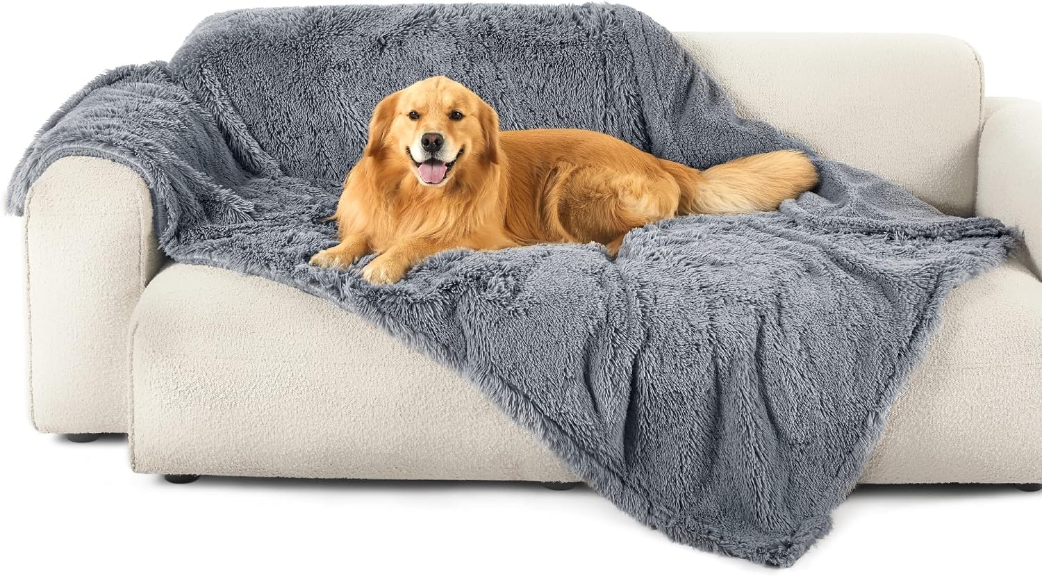 image:imageBedsure Waterproof Dog Blankets for Medium Dogs Fluffy Faux Fur 40x50 Plush Fuzzy Reversible Pet Blankets for Couch and Dog BedSoft Calming Throw Cat Blanket Washable Dog Gift GreyGrey