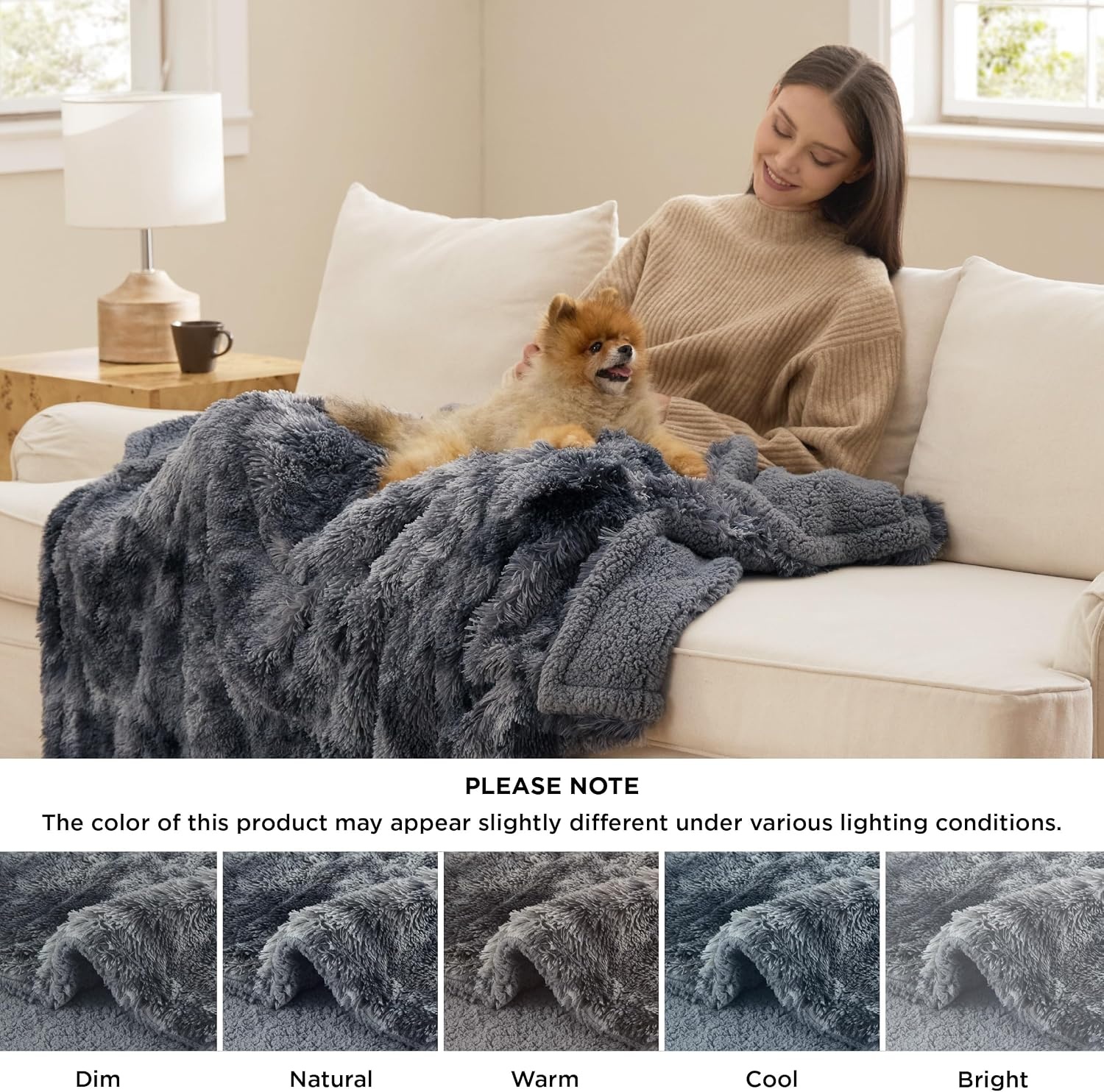 image:imageBedsure Waterproof Dog Blankets for Medium Dogs Fluffy Faux Fur 40x50 Plush Fuzzy Reversible Pet Blankets for Couch and Dog BedSoft Calming Throw Cat Blanket Washable Dog Gift GreyTiedye Grey