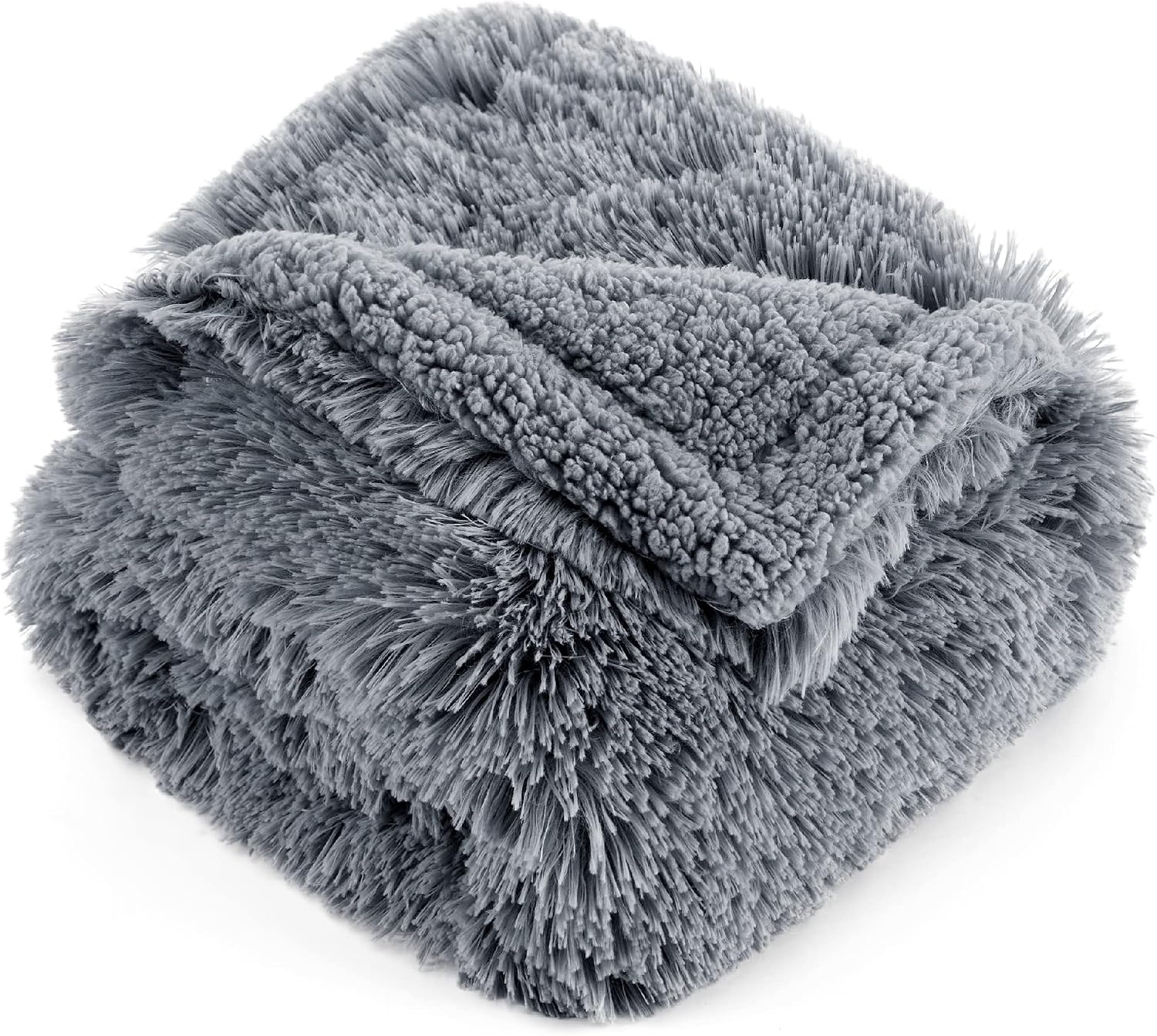 image:imageBedsure Waterproof Dog Blankets for Medium Dogs Fluffy Faux Fur 40x50 Plush Fuzzy Reversible Pet Blankets for Couch and Dog BedSoft Calming Throw Cat Blanket Washable Dog Gift GreyGrey