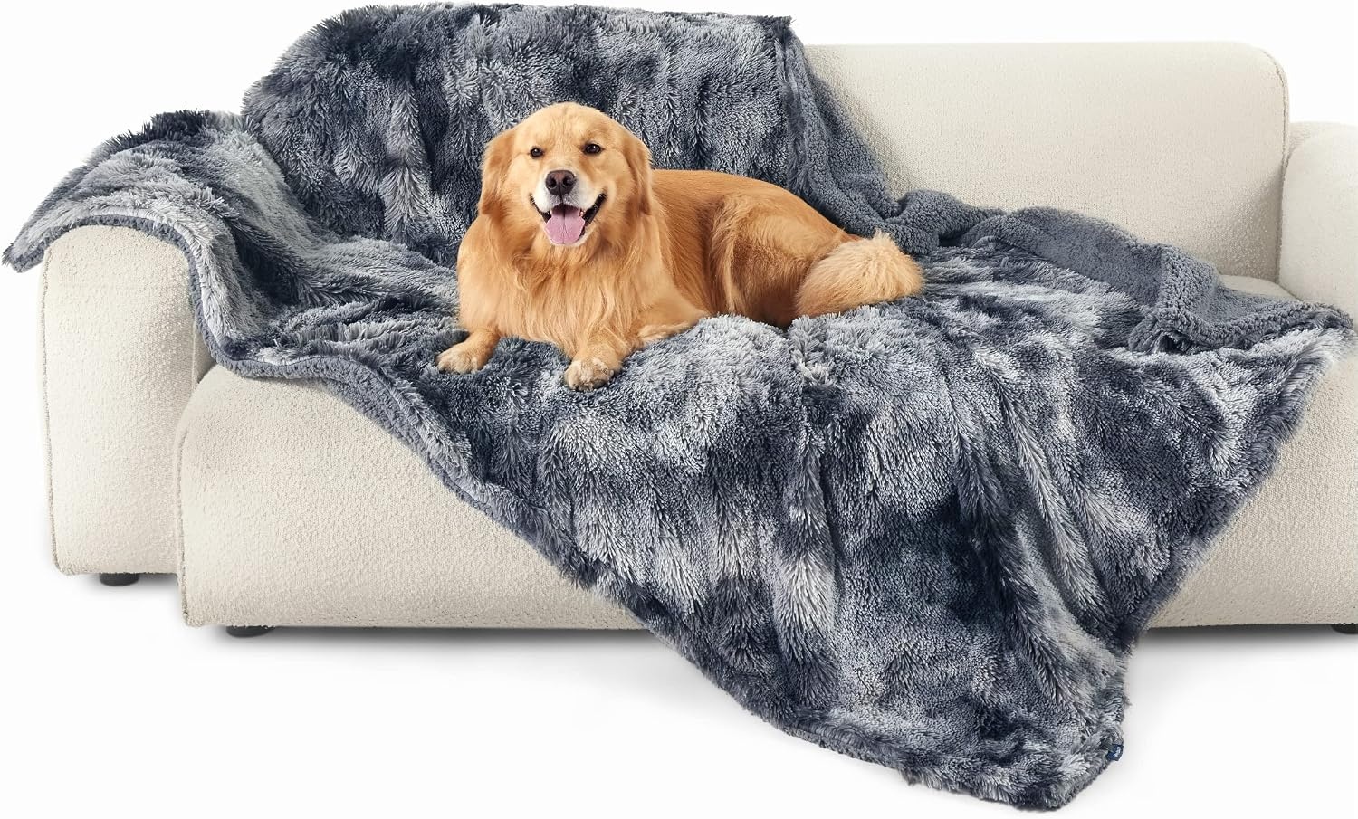 image:imageBedsure Waterproof Dog Blankets for Medium Dogs Fluffy Faux Fur 40x50 Plush Fuzzy Reversible Pet Blankets for Couch and Dog BedSoft Calming Throw Cat Blanket Washable Dog Gift GreyTiedye Grey