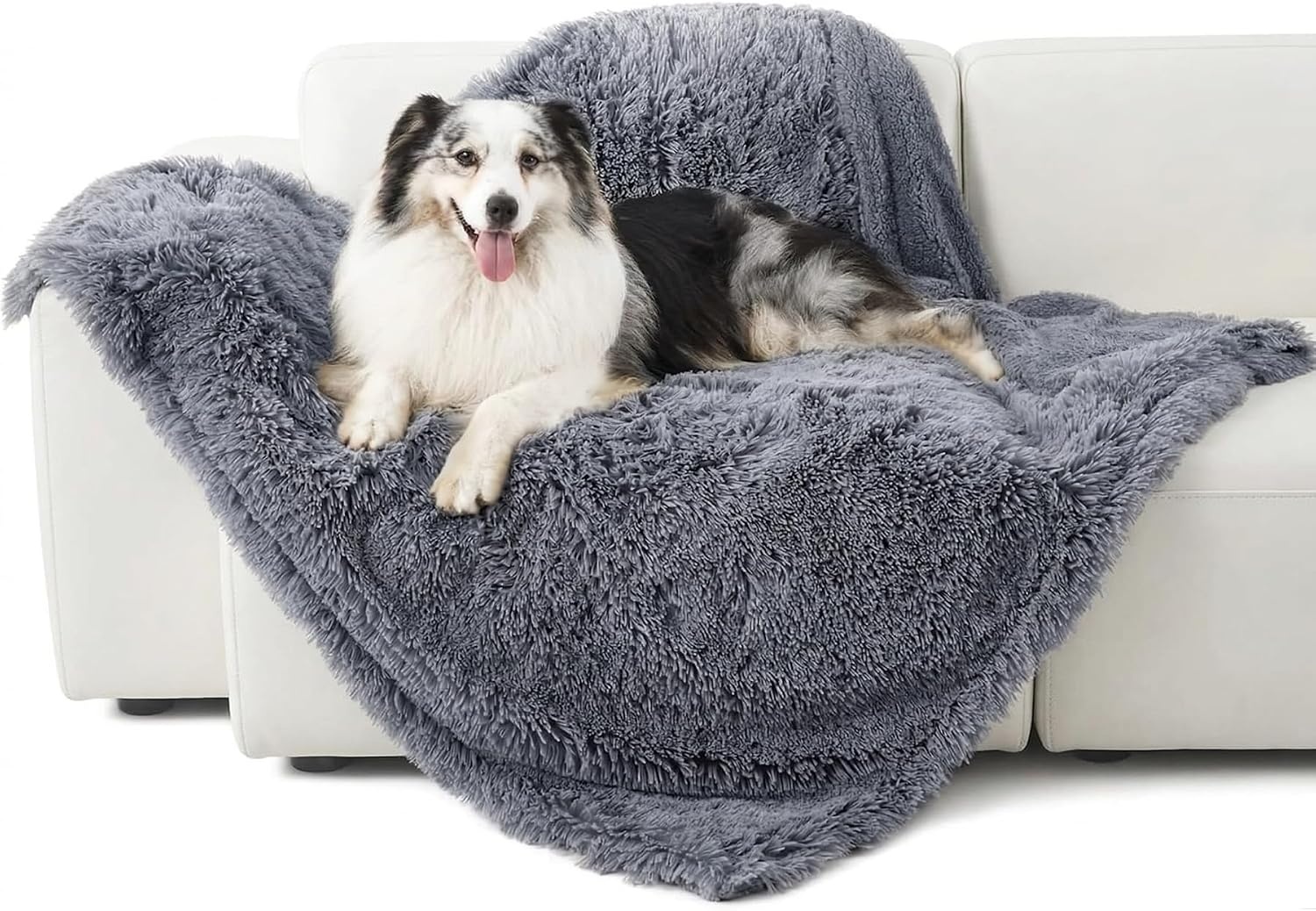 image:imageBedsure Waterproof Dog Blankets for Medium Dogs Fluffy Faux Fur 40x50 Plush Fuzzy Reversible Pet Blankets for Couch and Dog BedSoft Calming Throw Cat Blanket Washable Dog Gift GreyGrey