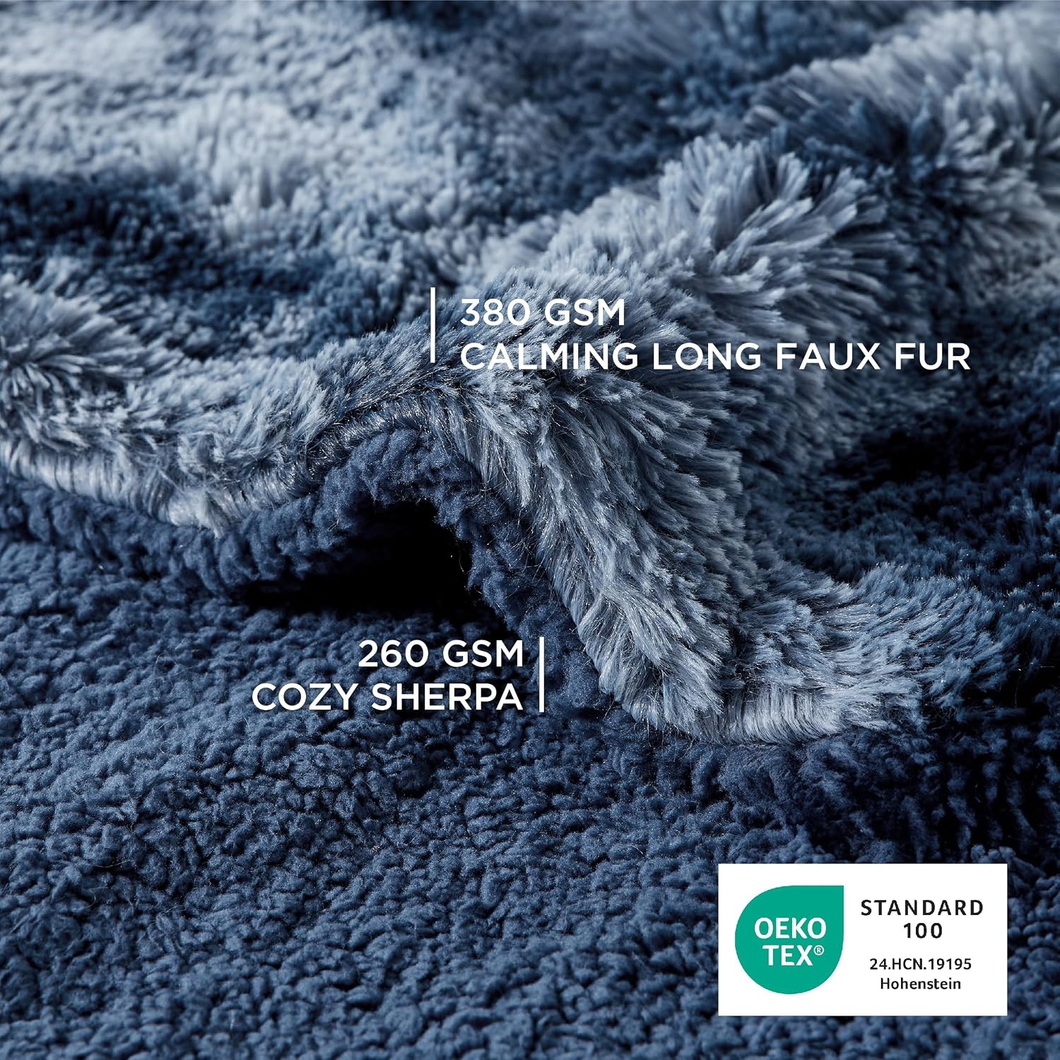 image:imageBedsure Waterproof Dog Blankets for Medium Dogs Fluffy Faux Fur 40x50 Plush Fuzzy Reversible Pet Blankets for Couch and Dog BedSoft Calming Throw Cat Blanket Washable Dog Gift GreyTiedye Navy