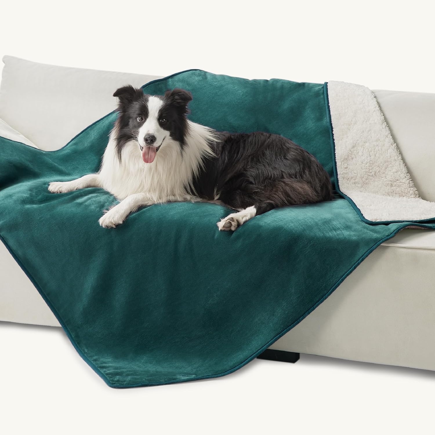 image:imageBedsure Waterproof Dog Blankets for Small Dogs 25X35 Anchor Gray Soft Print Sherpa Fleece Puppy Cat Blanket Washable Cozy Plush Reversible Throw Furniture Protector for Pet Kitten DoggyGreen