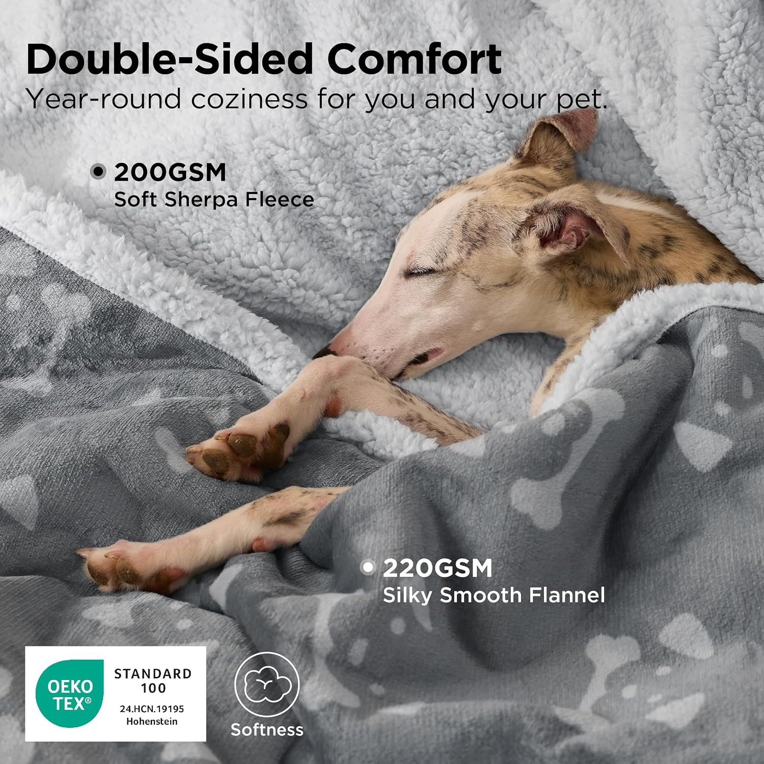 image:imageBedsure Waterproof Dog Blankets for Small Dogs 25X35 Anchor Gray Soft Print Sherpa Fleece Puppy Cat Blanket Washable Cozy Plush Reversible Throw Furniture Protector for Pet Kitten DoggyAnchor Graydog