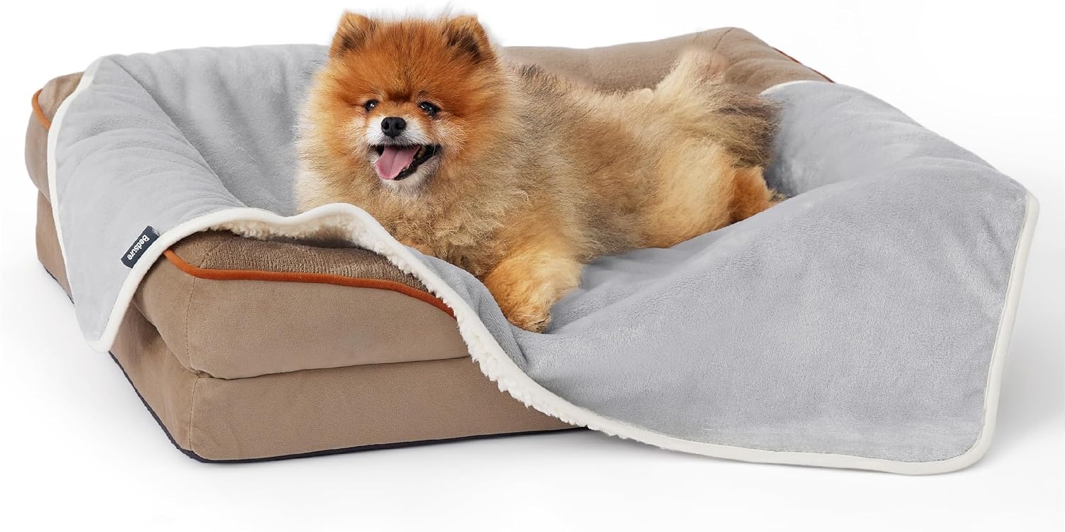 image:imageBedsure Waterproof Dog Blankets for Small Dogs 25X35 Anchor Gray Soft Print Sherpa Fleece Puppy Cat Blanket Washable Cozy Plush Reversible Throw Furniture Protector for Pet Kitten DoggyLight Grey