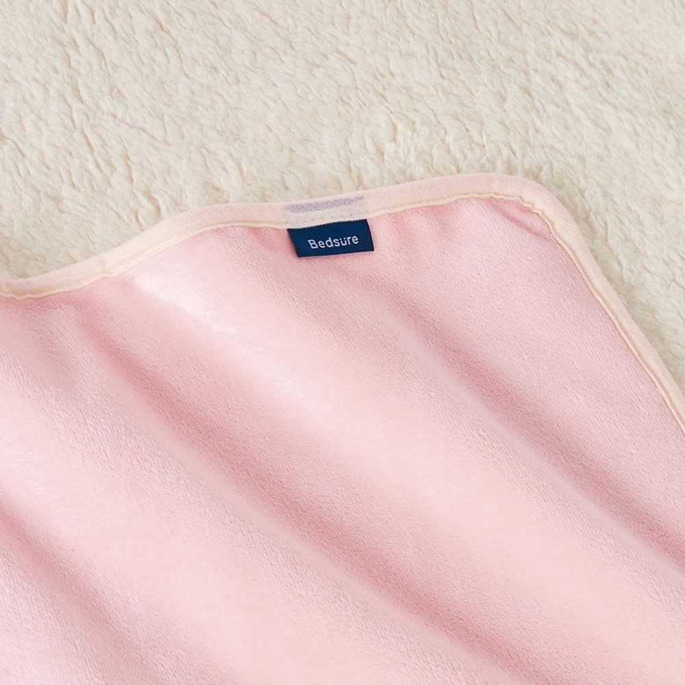image:imageBedsure Waterproof Dog Blankets for Small Dogs 25X35 Anchor Gray Soft Print Sherpa Fleece Puppy Cat Blanket Washable Cozy Plush Reversible Throw Furniture Protector for Pet Kitten DoggyAzalea Pink
