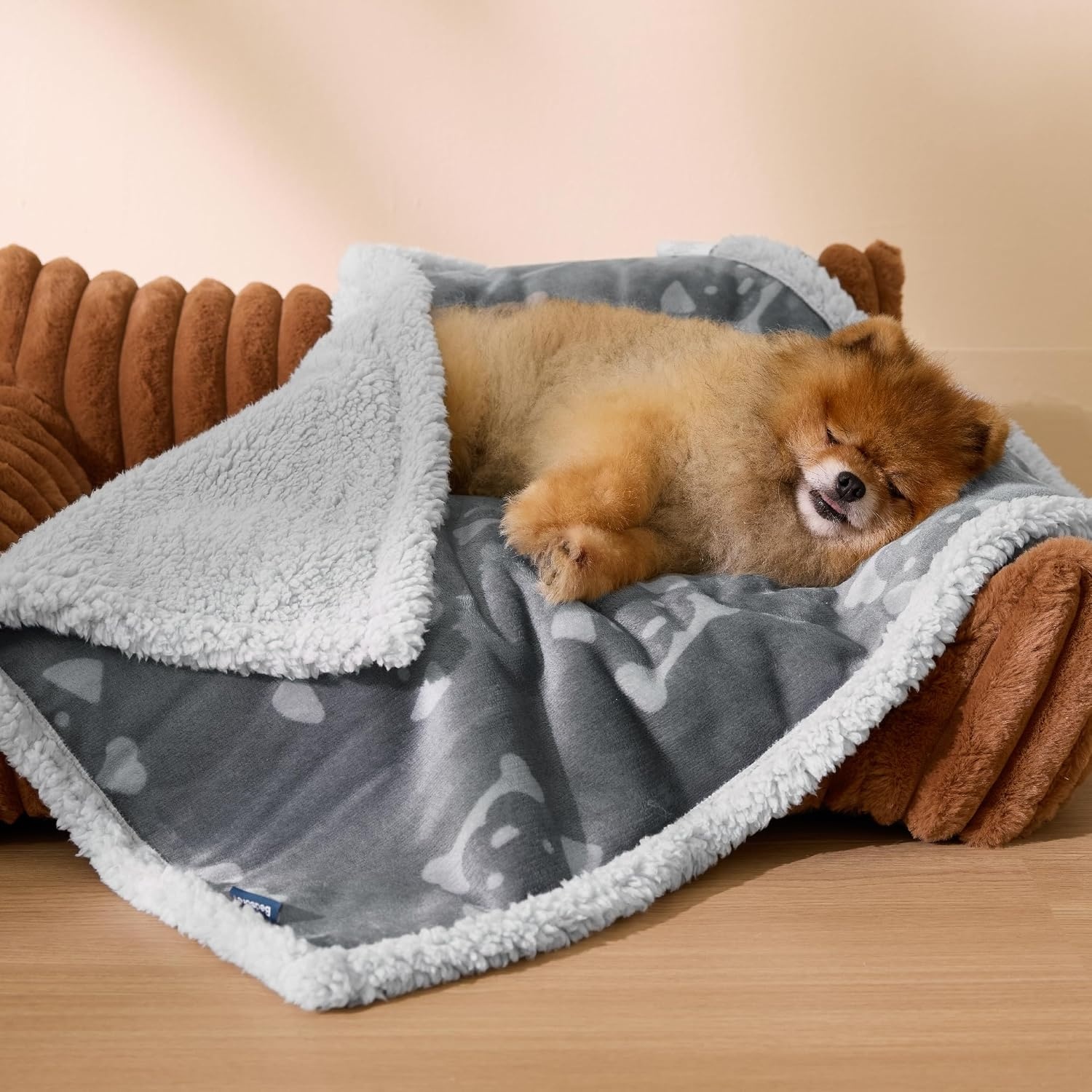 image:imageBedsure Waterproof Dog Blankets for Small Dogs 25X35 Anchor Gray Soft Print Sherpa Fleece Puppy Cat Blanket Washable Cozy Plush Reversible Throw Furniture Protector for Pet Kitten DoggyAnchor Graydog