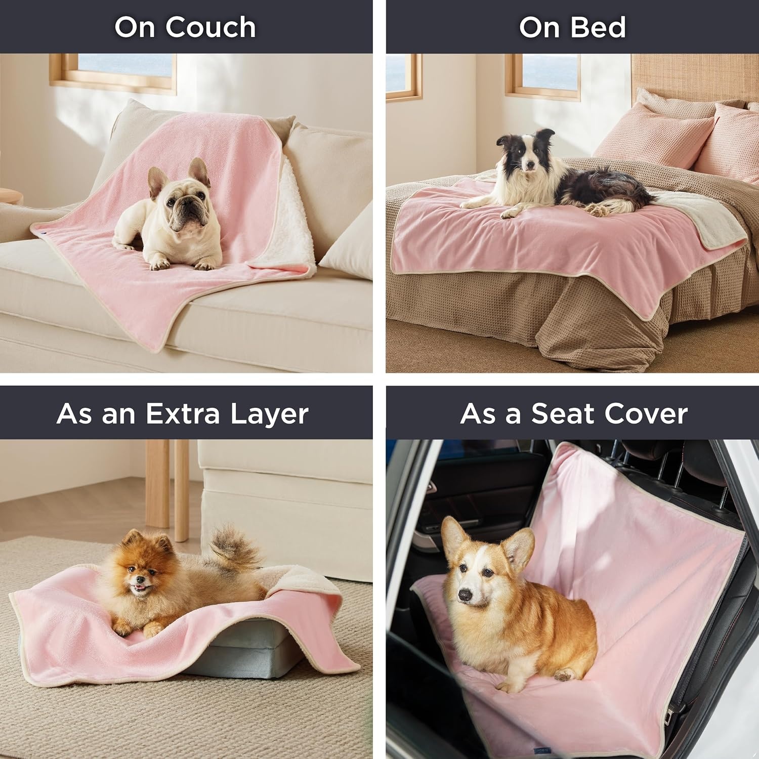 image:imageBedsure Waterproof Dog Blankets for Small Dogs 25X35 Anchor Gray Soft Print Sherpa Fleece Puppy Cat Blanket Washable Cozy Plush Reversible Throw Furniture Protector for Pet Kitten DoggyAzalea Pink