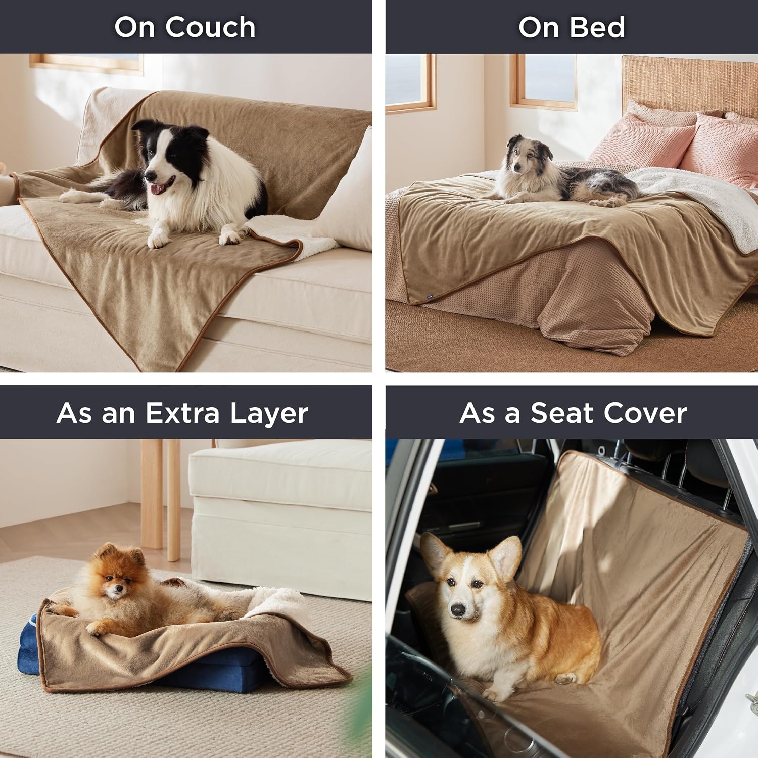 image:imageBedsure Waterproof Dog Blankets for Small Dogs 25X35 Anchor Gray Soft Print Sherpa Fleece Puppy Cat Blanket Washable Cozy Plush Reversible Throw Furniture Protector for Pet Kitten DoggyCamel