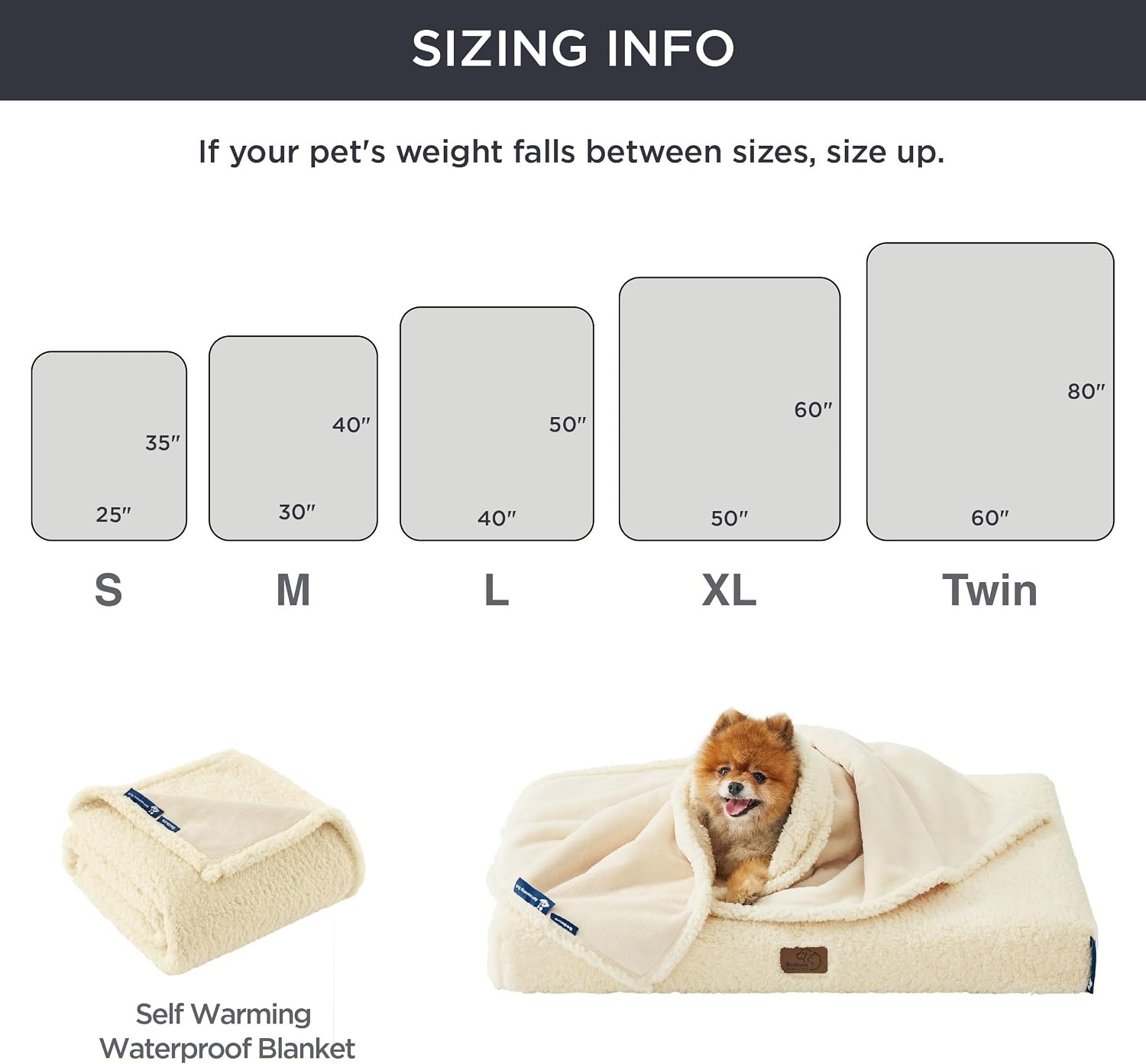 image:imageBedsure Waterproof Dog Blankets for Small Dogs 25X35 Anchor Gray Soft Print Sherpa Fleece Puppy Cat Blanket Washable Cozy Plush Reversible Throw Furniture Protector for Pet Kitten DoggyAntique Whiteself Warming