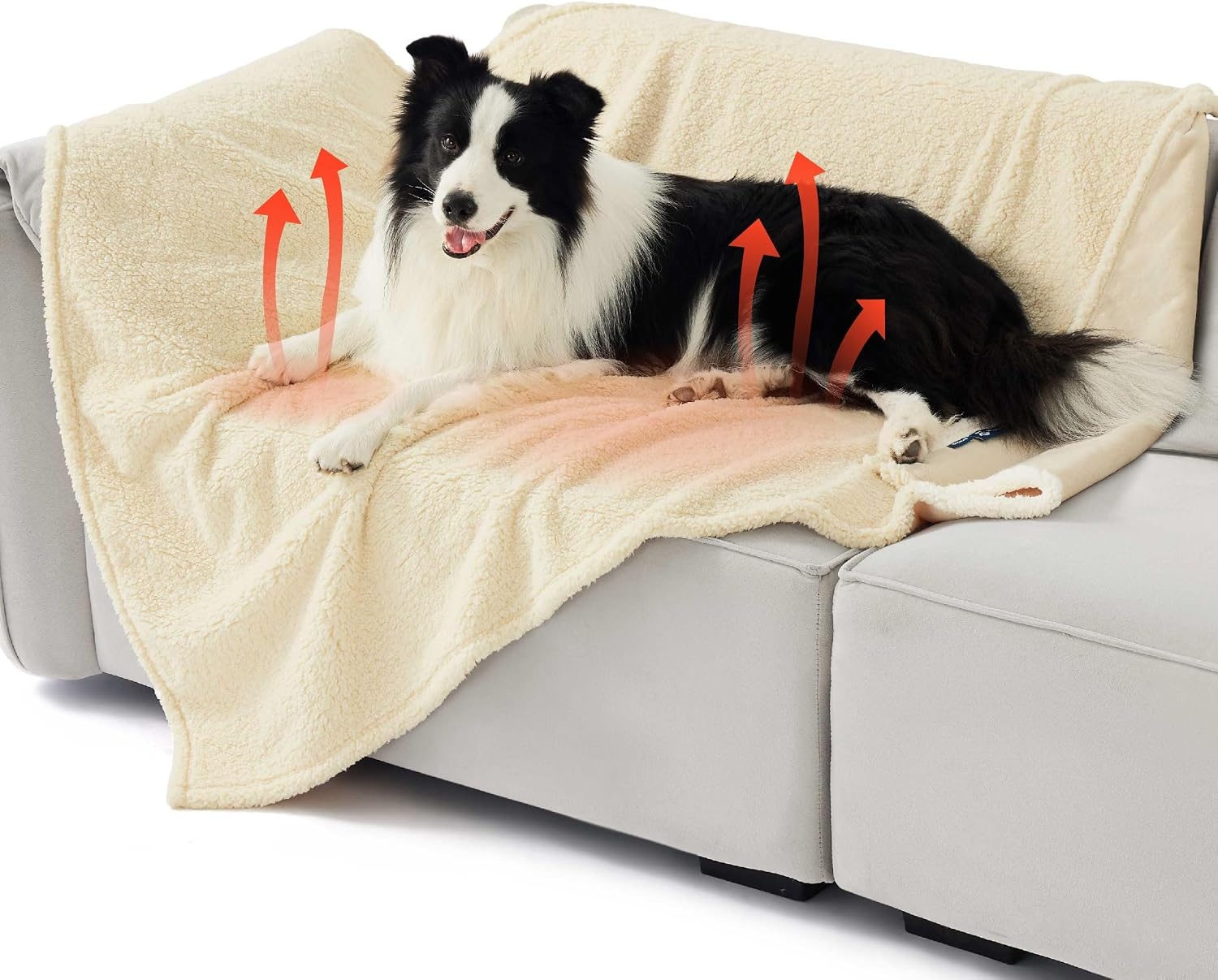 image:imageBedsure Waterproof Dog Blankets for Small Dogs 25X35 Anchor Gray Soft Print Sherpa Fleece Puppy Cat Blanket Washable Cozy Plush Reversible Throw Furniture Protector for Pet Kitten DoggyAntique Whiteself Warming
