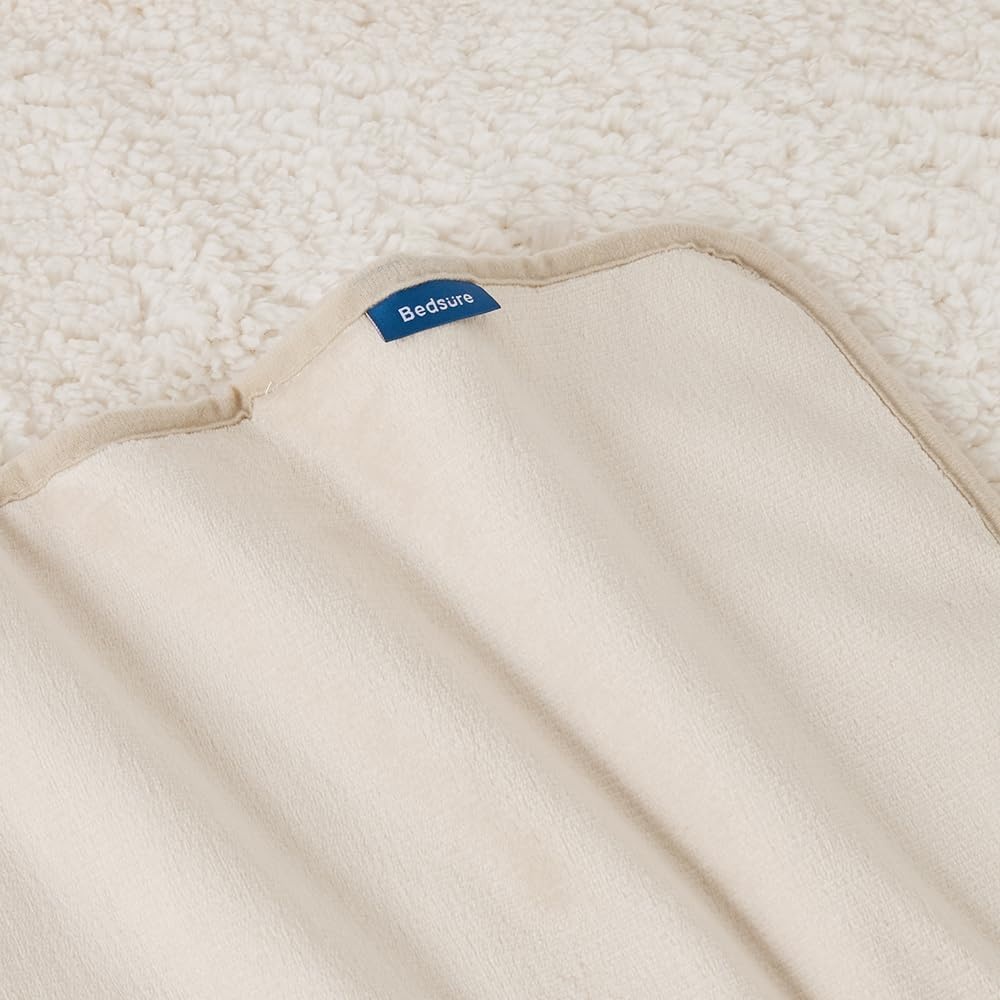 image:imageBedsure Waterproof Dog Blankets for Small Dogs 25X35 Anchor Gray Soft Print Sherpa Fleece Puppy Cat Blanket Washable Cozy Plush Reversible Throw Furniture Protector for Pet Kitten DoggyCream