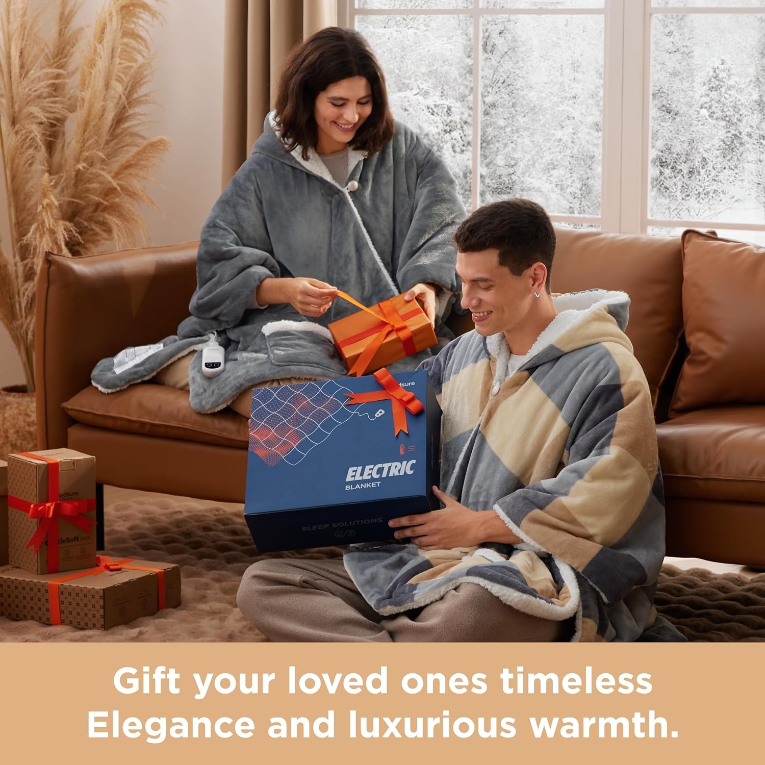 image:imageBedsure Wearable Heated Blanket with Foot Pocket amp Sleeves 50x7118 Pink Preheat Function Sherpa Electric Robe Throw Gifts for Women 6 Heat6 Timer Up to 10H Settings 8H Auto Shut Off ETLFCC01 Grey