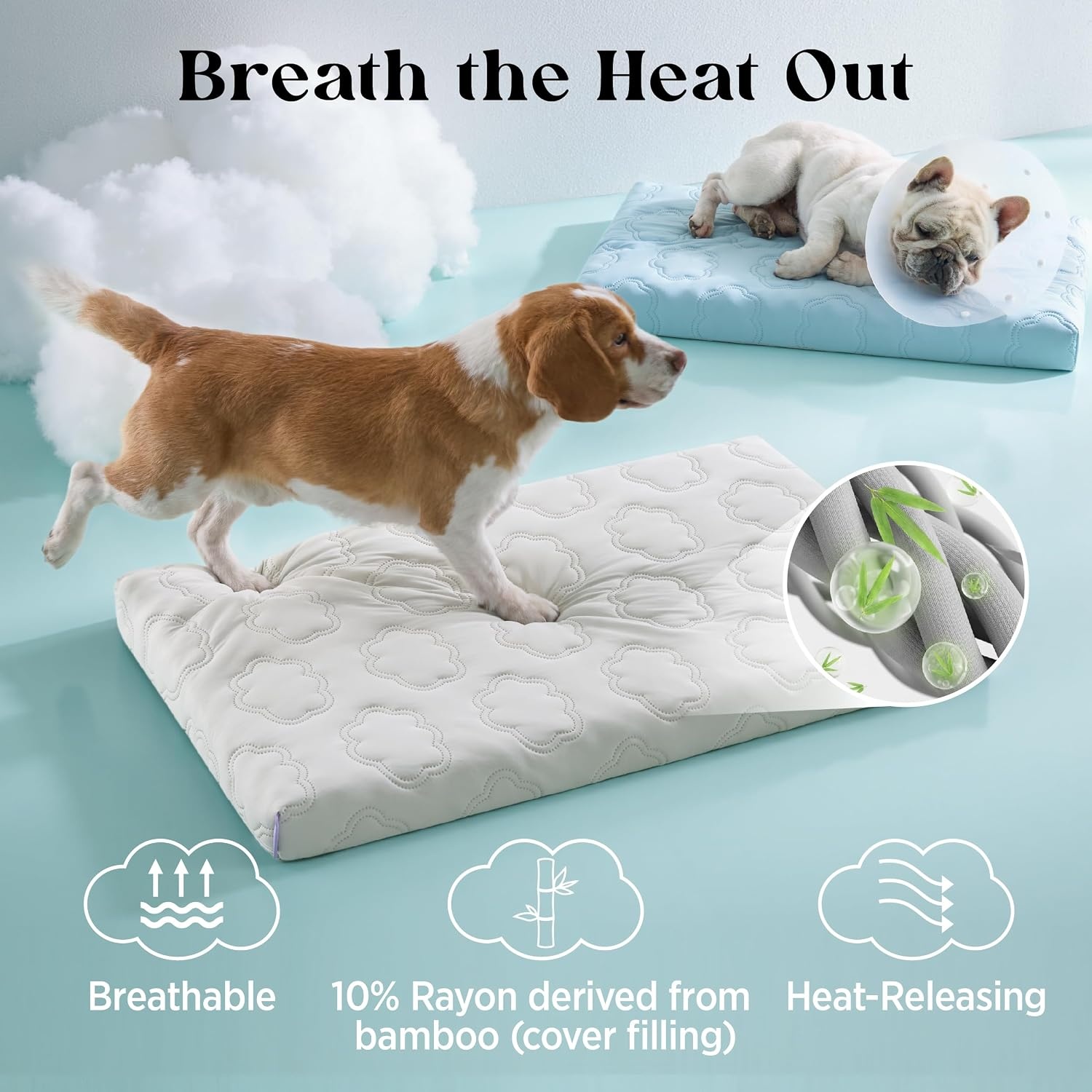 image:imageLE SURE ApexCloud Cooling Dog Bed for Large Dogs with Washable Cover35IN QMaxgt05 CoolTouch Fabric Orthopedic Egg Crate FoamBreathable NonSlip Summer MatFor Active Senior LongHaired PetsBlueCooling Blue