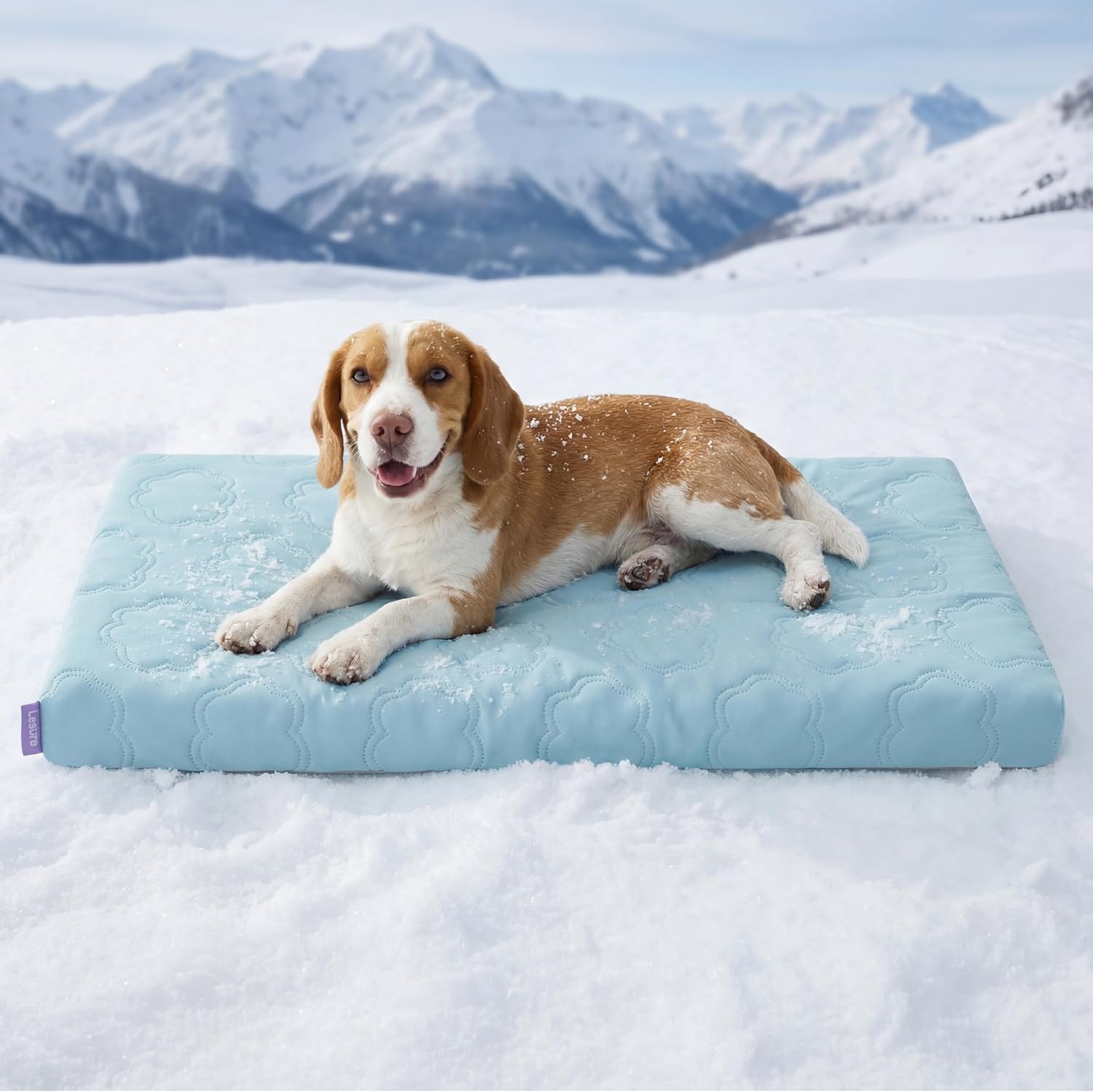 image:imageLE SURE ApexCloud Cooling Dog Bed for Large Dogs with Washable Cover35IN QMaxgt05 CoolTouch Fabric Orthopedic Egg Crate FoamBreathable NonSlip Summer MatFor Active Senior LongHaired PetsBlueCooling Blue
