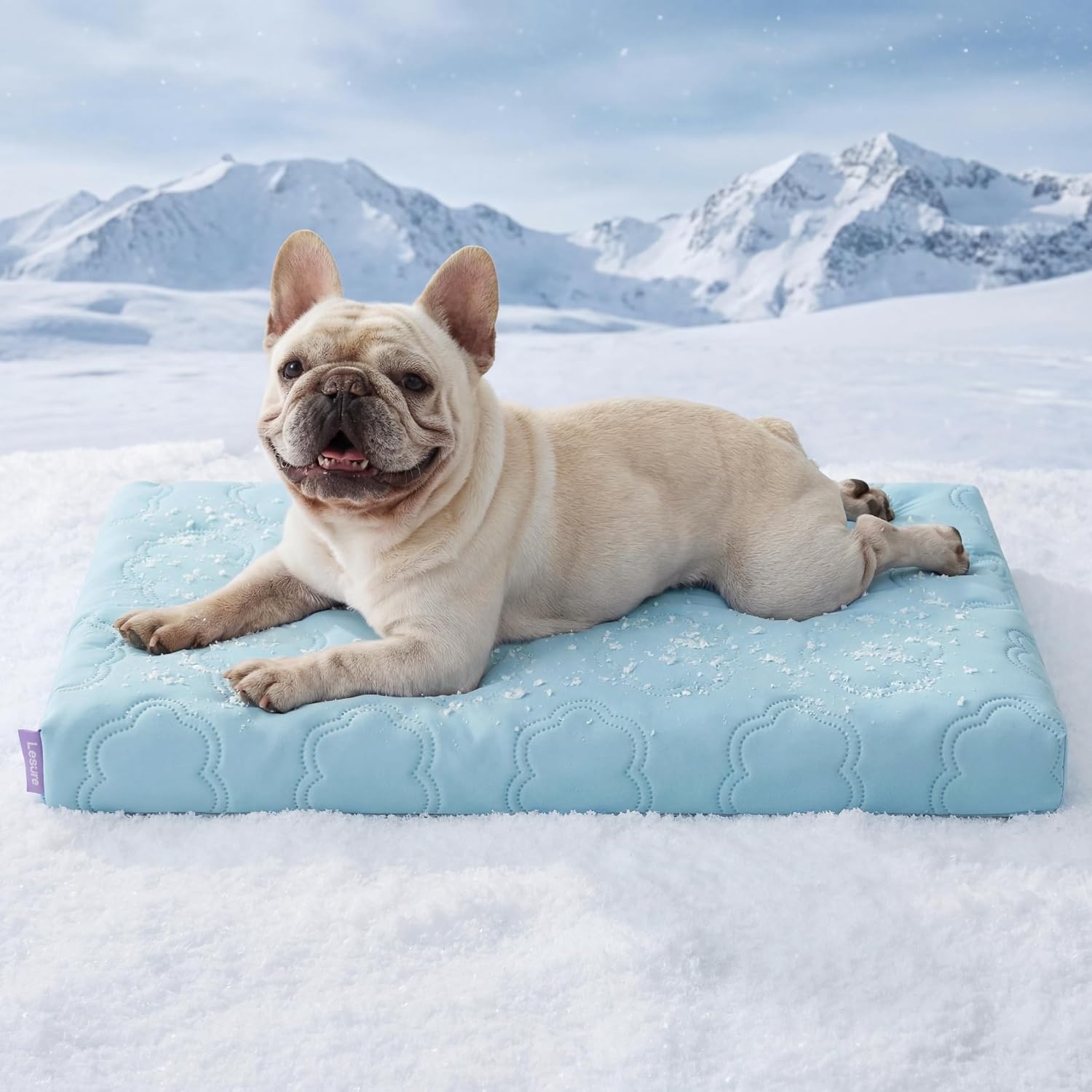 image:imageLE SURE ApexCloud Cooling Dog Bed for Large Dogs with Washable Cover35IN QMaxgt05 CoolTouch Fabric Orthopedic Egg Crate FoamBreathable NonSlip Summer MatFor Active Senior LongHaired PetsBlueCooling Blue
