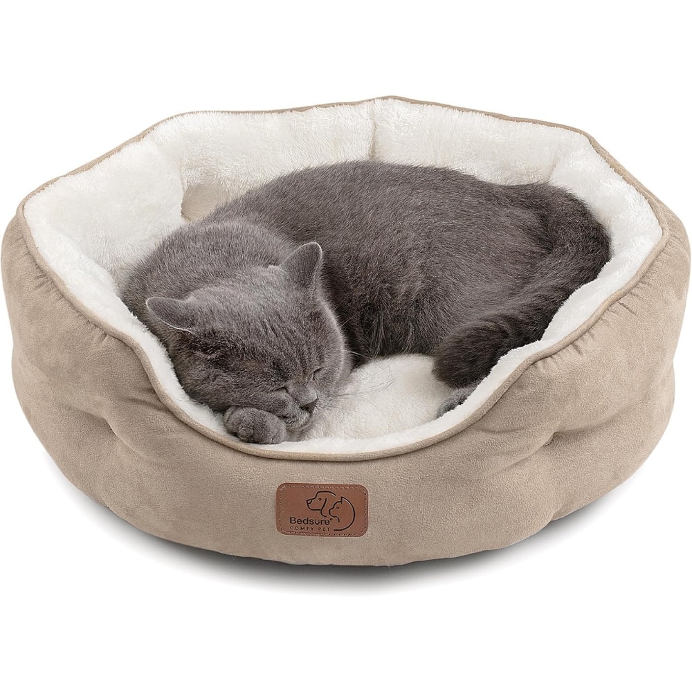 image:imageBedsure AeroFrost Cooling Small Dog Bed Round Washable 20In Arctic Blue QMaxgt04 Cat Beds for Indoor Cats Comfort Cooling Summer Pet BedAntiSlip Bottomfor Puppies and KittensCamel