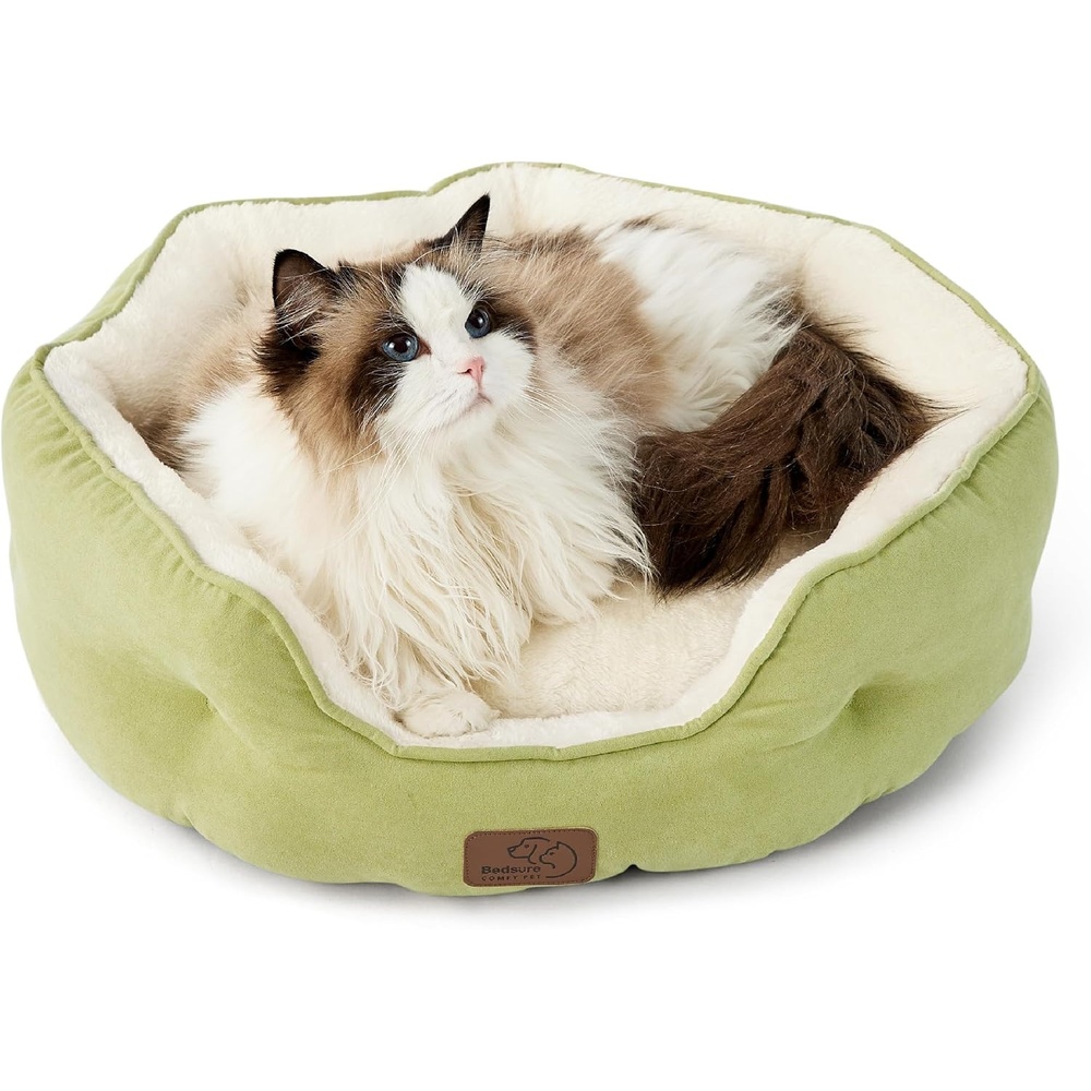 image:imageBedsure AeroFrost Cooling Small Dog Bed Round Washable 20In Arctic Blue QMaxgt04 Cat Beds for Indoor Cats Comfort Cooling Summer Pet BedAntiSlip Bottomfor Puppies and KittensPale Bean Green