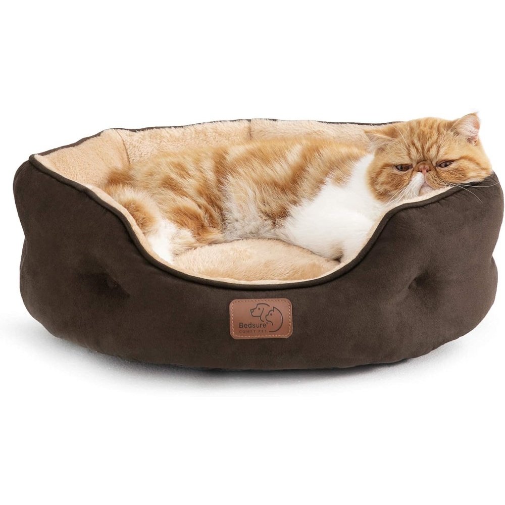 image:imageBedsure AeroFrost Cooling Small Dog Bed Round Washable 20In Arctic Blue QMaxgt04 Cat Beds for Indoor Cats Comfort Cooling Summer Pet BedAntiSlip Bottomfor Puppies and KittensBrown