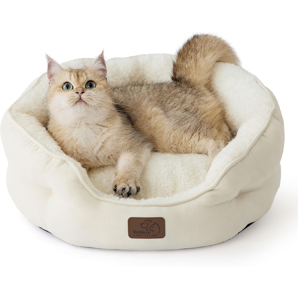 image:imageBedsure AeroFrost Cooling Small Dog Bed Round Washable 20In Arctic Blue QMaxgt04 Cat Beds for Indoor Cats Comfort Cooling Summer Pet BedAntiSlip Bottomfor Puppies and KittensIvory