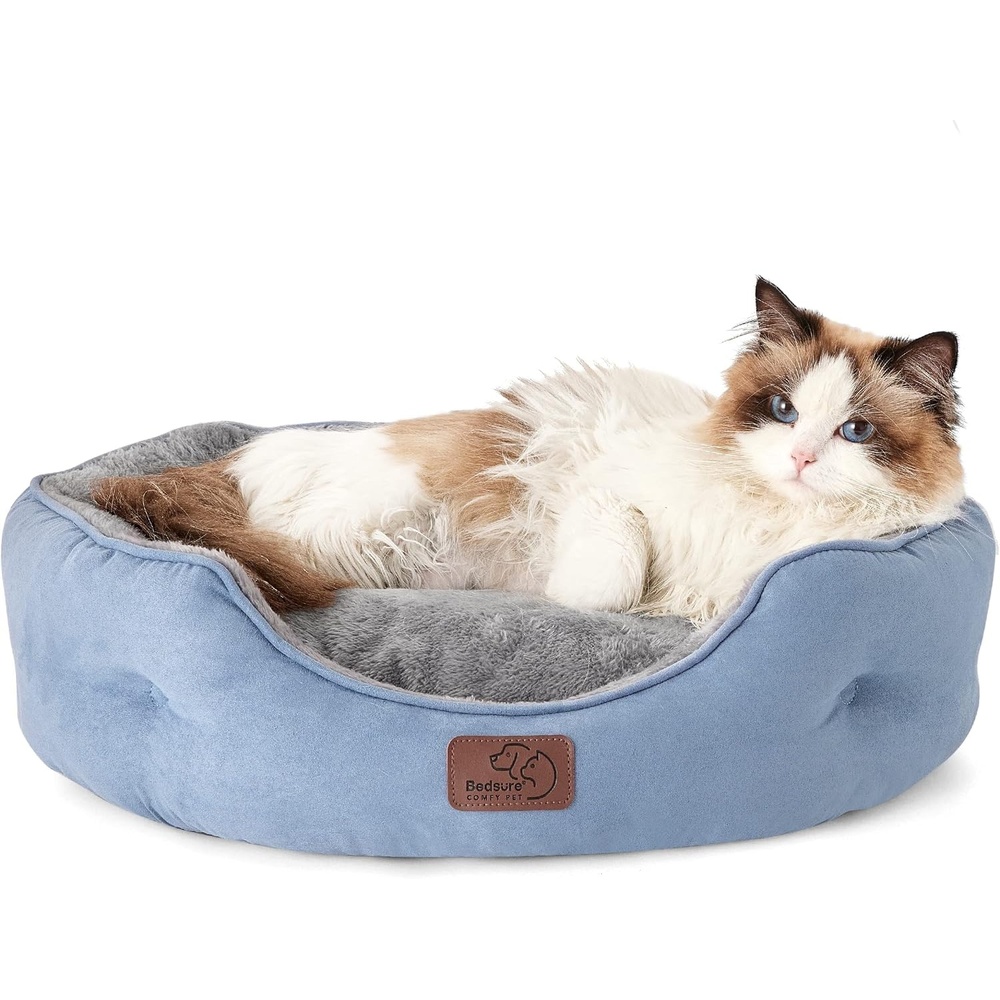 image:imageBedsure AeroFrost Cooling Small Dog Bed Round Washable 20In Arctic Blue QMaxgt04 Cat Beds for Indoor Cats Comfort Cooling Summer Pet BedAntiSlip Bottomfor Puppies and KittensFrost Blue