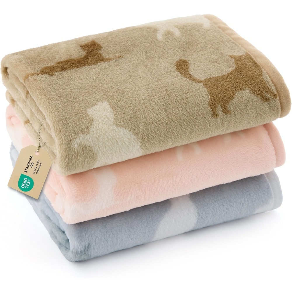 image:imageBedsure Dog Blanket for Small Dogs Puppy Flannel Fleece 3Pack 30x20 280GSM Coral FleeceMachine Washable Fuzzy Pet Blanket with Dog Prints for Crate Cage Dog BedPuppy EssentialsDoggy GiftsCute Kitties
