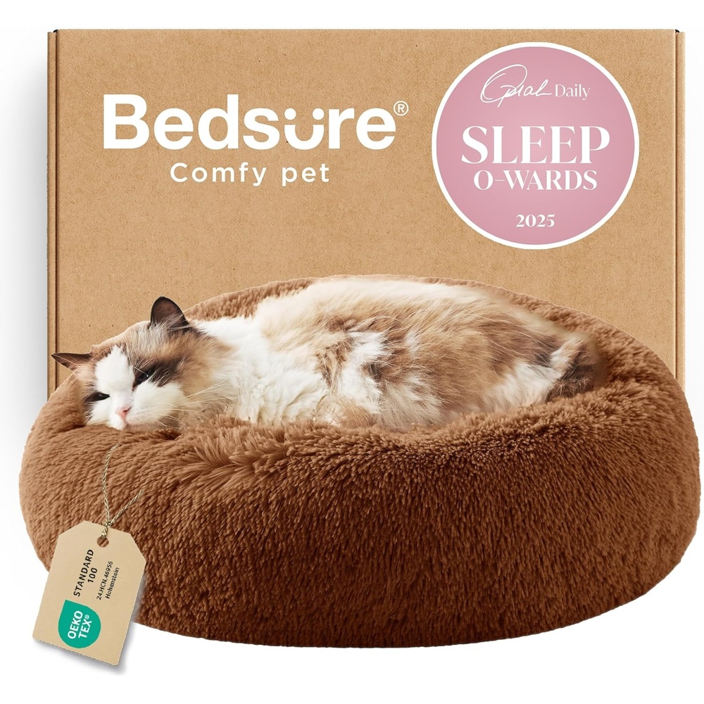 image:imageBedsure Human Dog Bed for Adult Plush Giant Calming Nest Bed Orthopedic  71 Human Size Dog Bed Washable with Storage Pocket Supportive Bolster Egg Foam NonSlip Bottom Fluffy Faux Fur BrownCopper