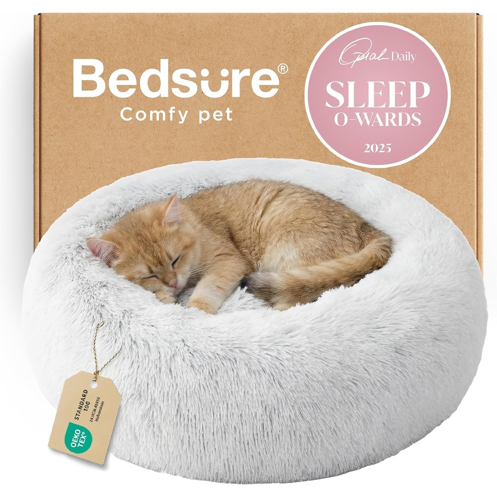 image:imageBedsure Human Dog Bed for Adult Plush Giant Calming Nest Bed Orthopedic  71 Human Size Dog Bed Washable with Storage Pocket Supportive Bolster Egg Foam NonSlip Bottom Fluffy Faux Fur BrownFrost Grey