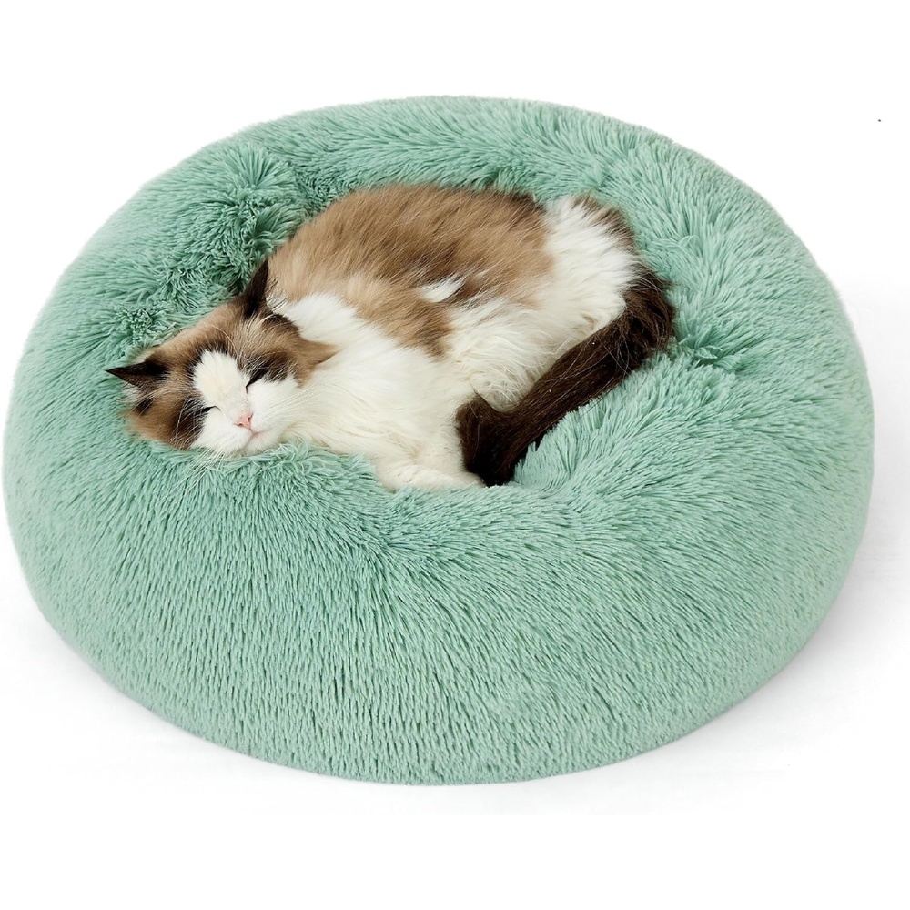 image:imageBedsure Human Dog Bed for Adult Plush Giant Calming Nest Bed Orthopedic  71 Human Size Dog Bed Washable with Storage Pocket Supportive Bolster Egg Foam NonSlip Bottom Fluffy Faux Fur BrownApple Green