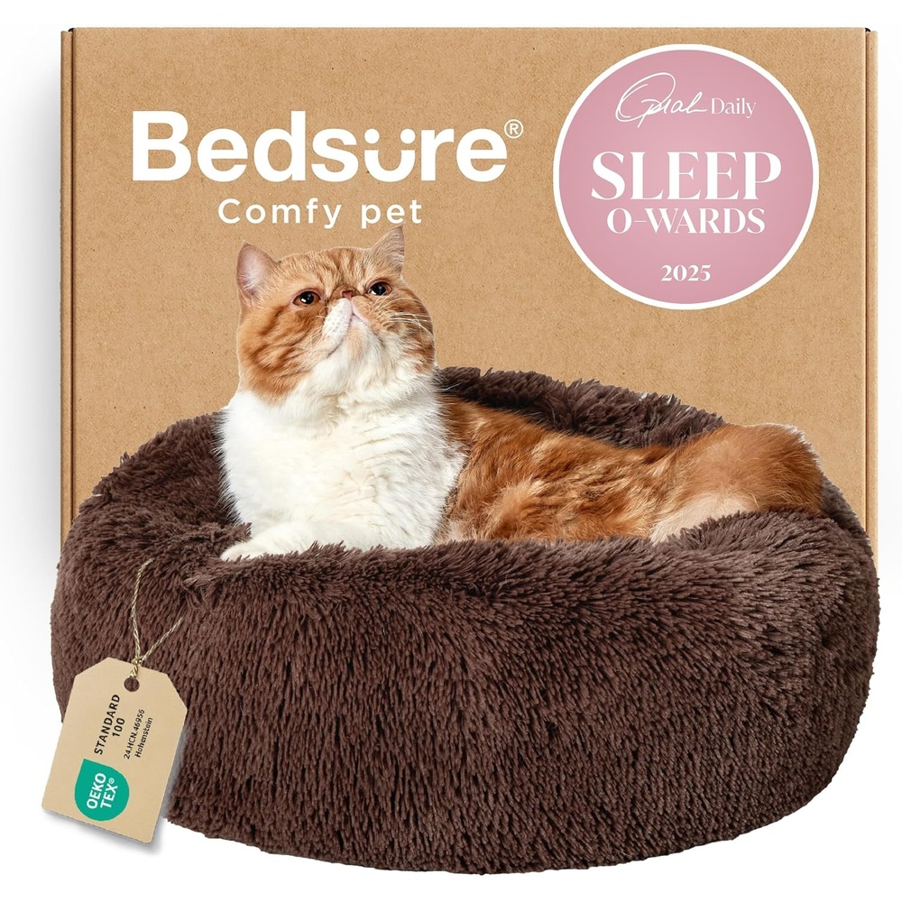 image:imageBedsure Human Dog Bed for Adult Plush Giant Calming Nest Bed Orthopedic 71 Human Size Dog Bed Washable with Storage Pocket Supportive Bolster Egg Foam NonSlip Bottom Fluffy Faux Fur BrownCoffee
