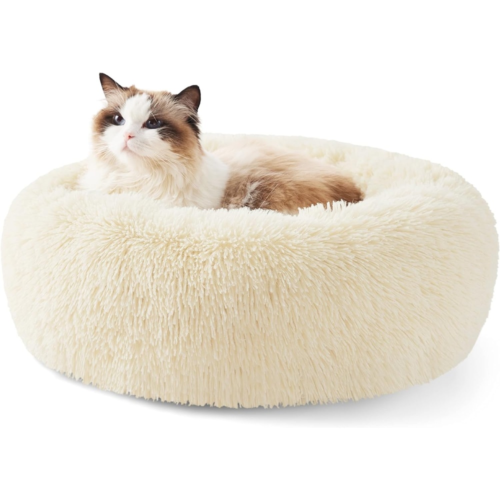 image:imageBedsure Human Dog Bed for Adult Plush Giant Calming Nest Bed Orthopedic 71 Human Size Dog Bed Washable with Storage Pocket Supportive Bolster Egg Foam NonSlip Bottom Fluffy Faux Fur BrownIvory Beige