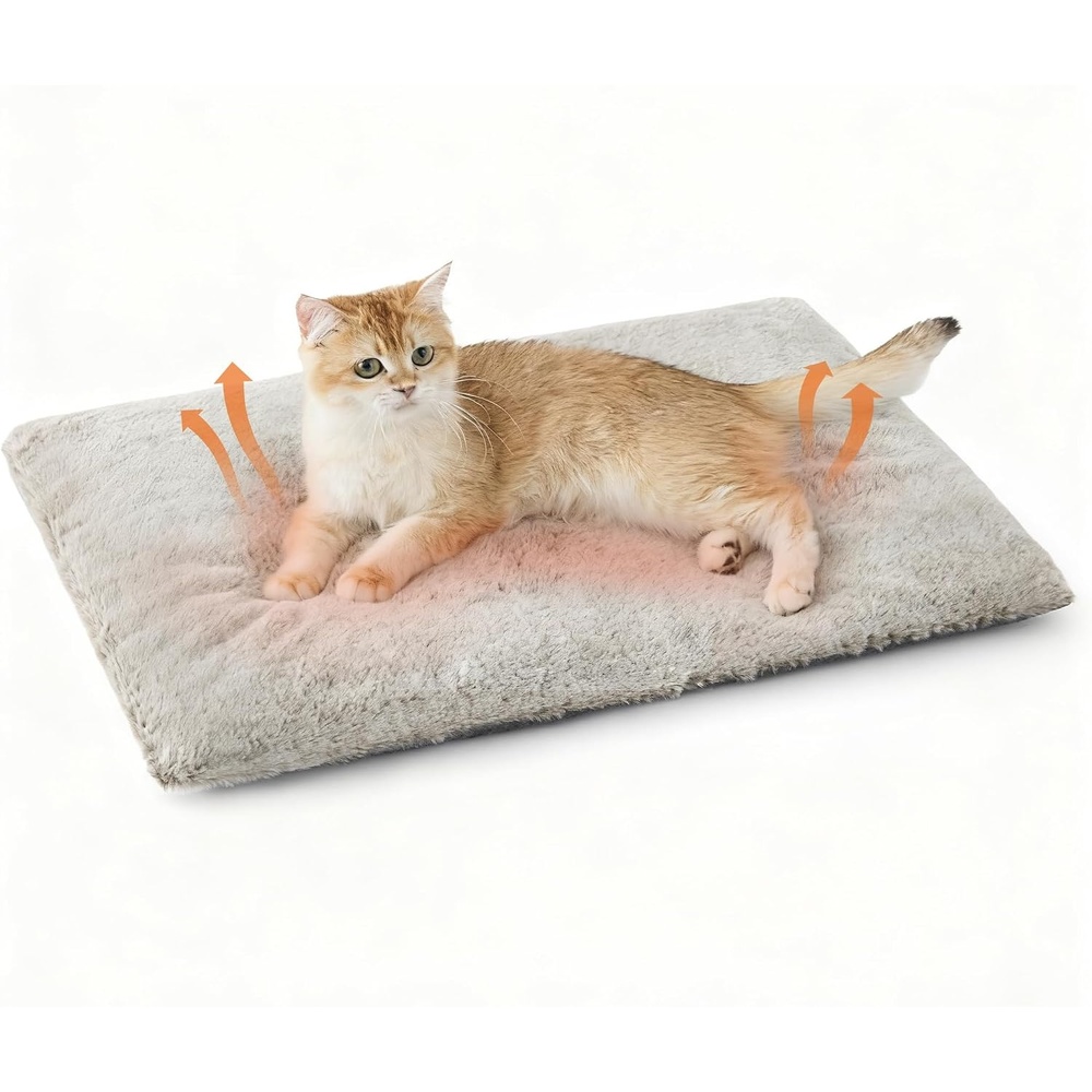 image:imageBedsure Self Warming Cat Bed MatSmall Pet Extra Warm Self Heating Cat Pad  24X18 Thermal Dog Crate Pads for Indoor OutdoorFaux Fur Removable Washable Cover in WinterNon SlipNot ElectricGreyBrown