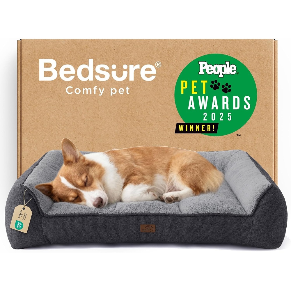 image:imageBedsure SupportMax Extra Thick Orthopedic Dog Bed Medium Size Dog  35 Premium Supportive Couch for Senior Dogs Waterresistant Removable Washable Cover Comfy Pet Sofa with Sherpa GreyGrey