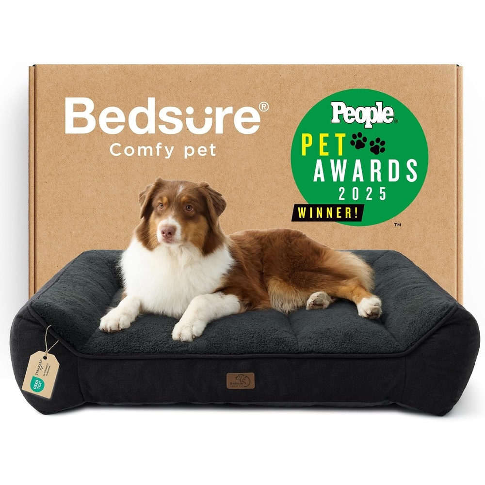 image:imageBedsure SupportMax Extra Thick Orthopedic Dog Bed Medium Size Dog 35 Premium Supportive Couch for Senior Dogs Waterresistant Removable Washable Cover Comfy Pet Sofa with Sherpa GreyBlack