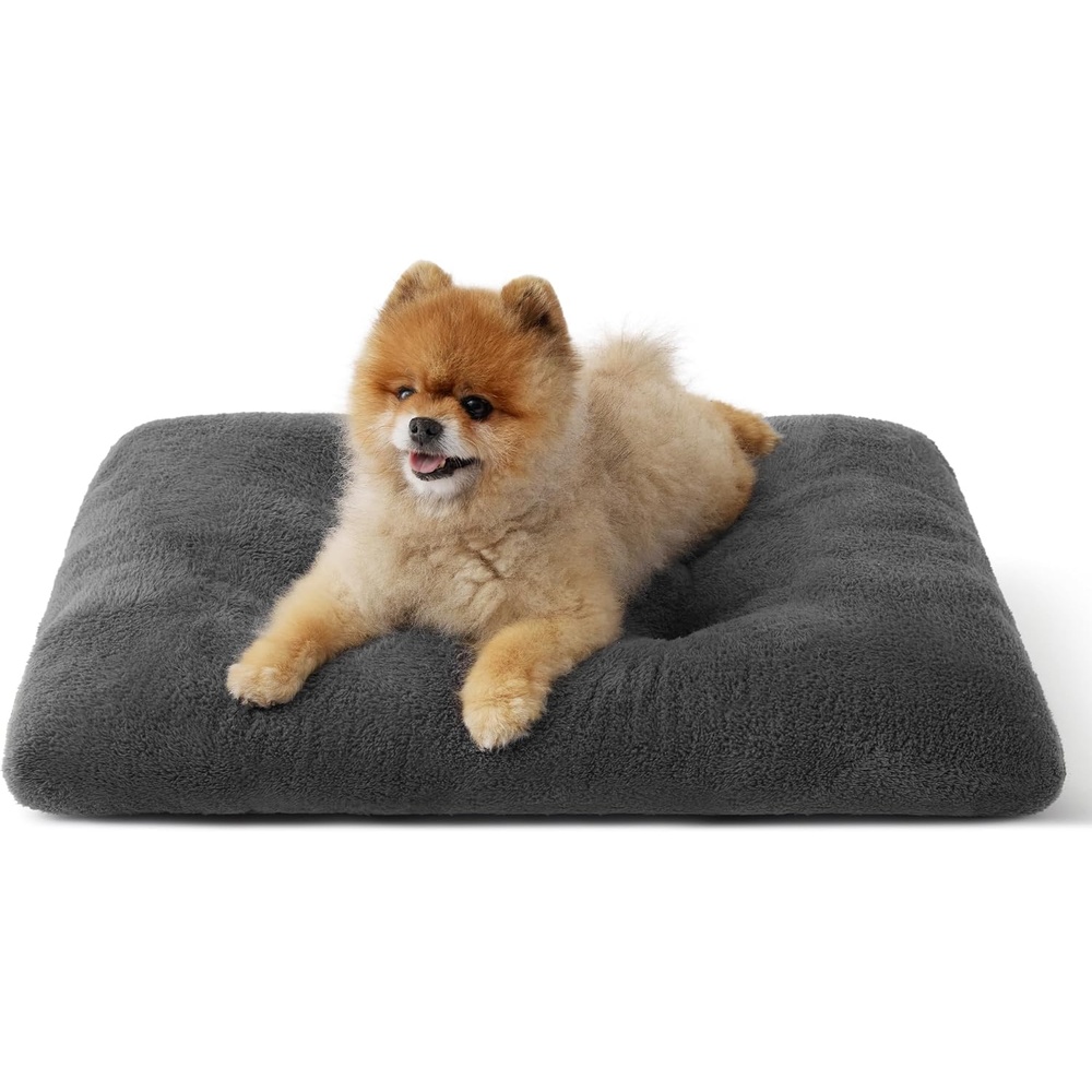 image:imageBedsure Washable XL Dog Bed for Crate Comfort Fluffy Pet Pillow 41x27 Plush Kennel Pad Ultra Soft PP Cotton NonSlip Bottom Machine Washable Pet Sleeping Mat Dark GrayDark Gray