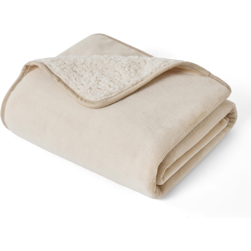 image:imageBedsure Waterproof Dog Blankets for Large Dogs Sherpa Fleece Throw 40X50 Washable Soft Plush Pet Cat Blanket for Couch Cover Reversible Cozy Calming Furniture Protector Warm for Senior DogsGreyCream